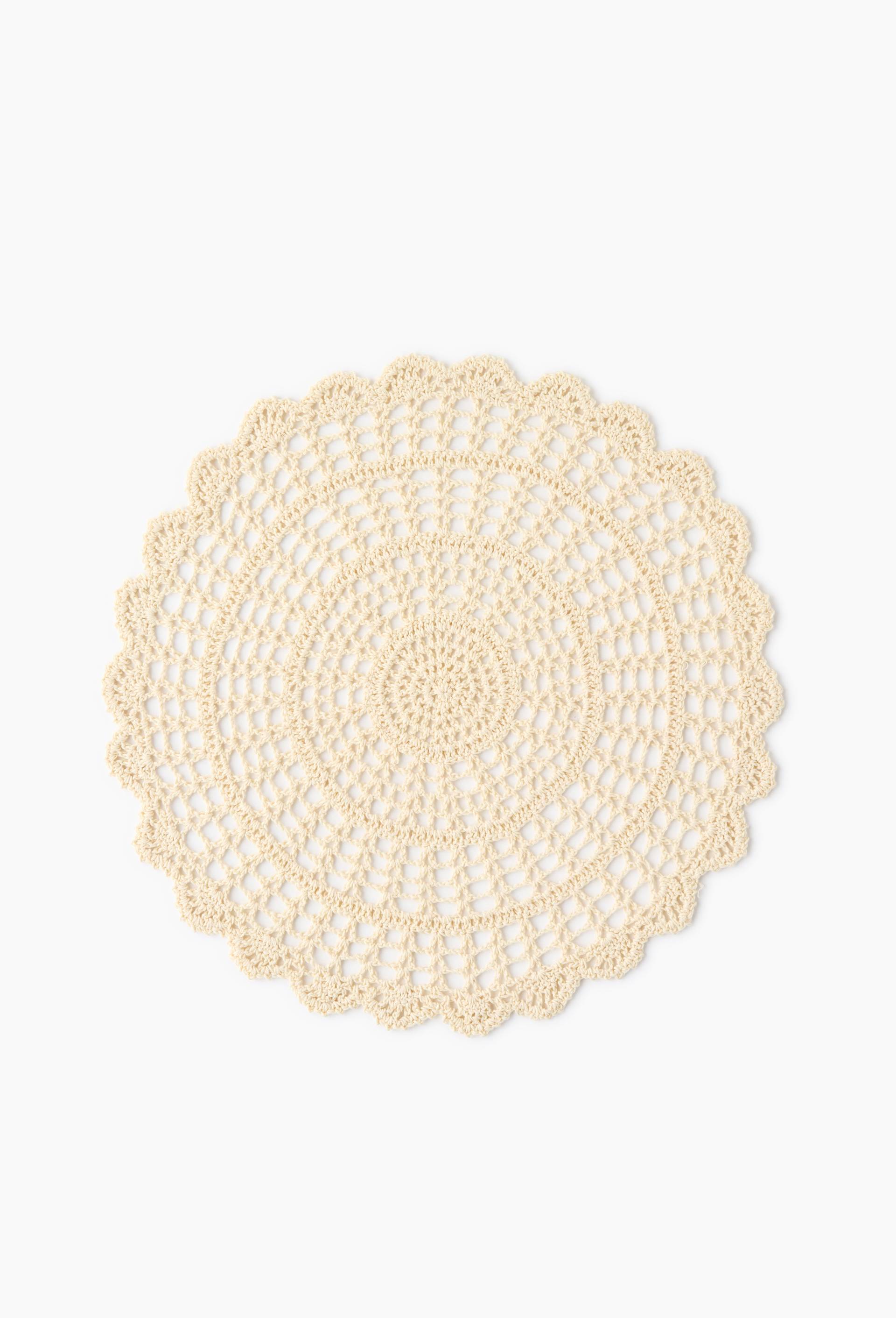 Set de table rond en crochet, D38cm, Ecru, large image number 0.0