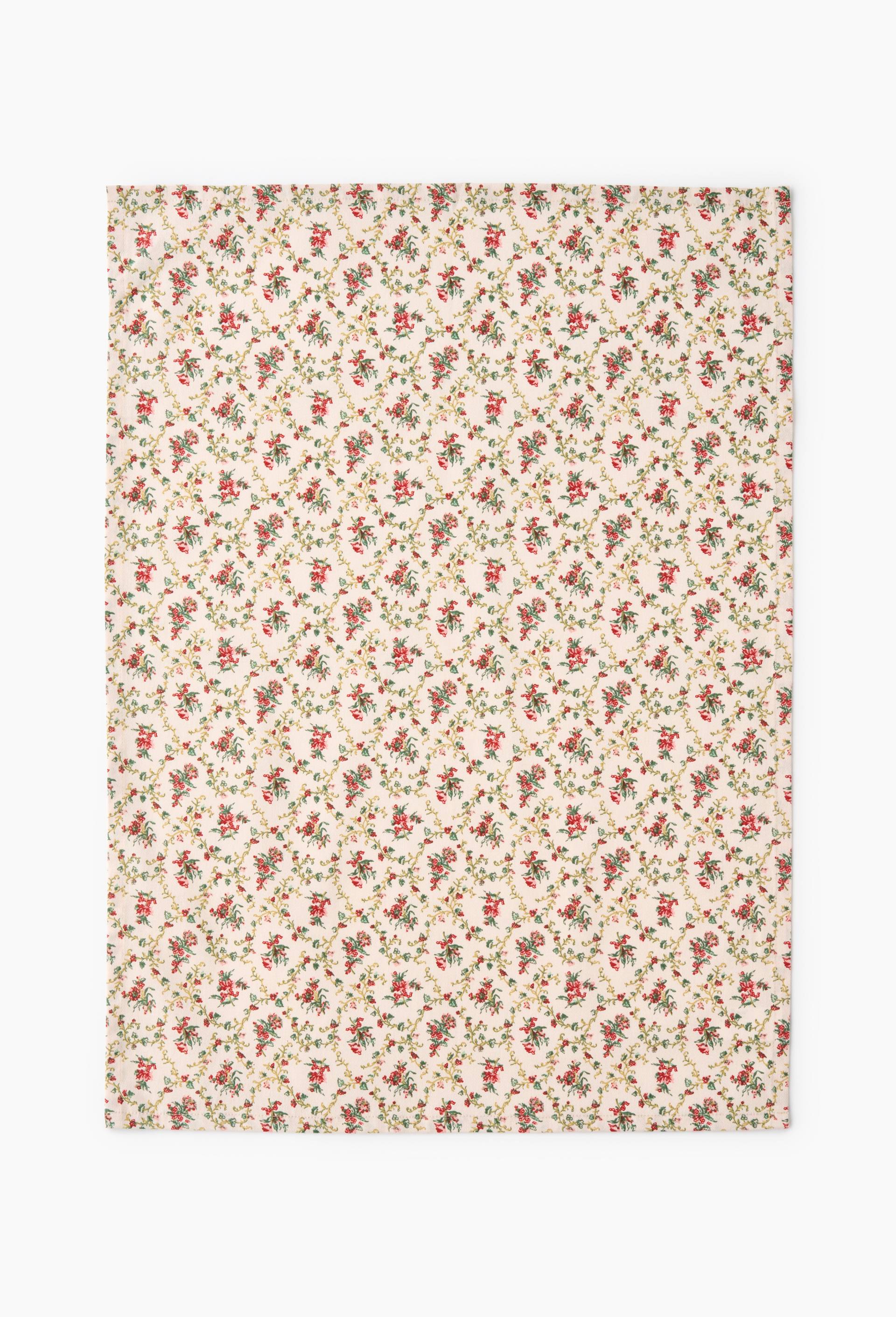 Torchon imprim&eacute; toile de Jouy, 50x70cm 100% coton recycl&eacute;, Ecru, large image number 1