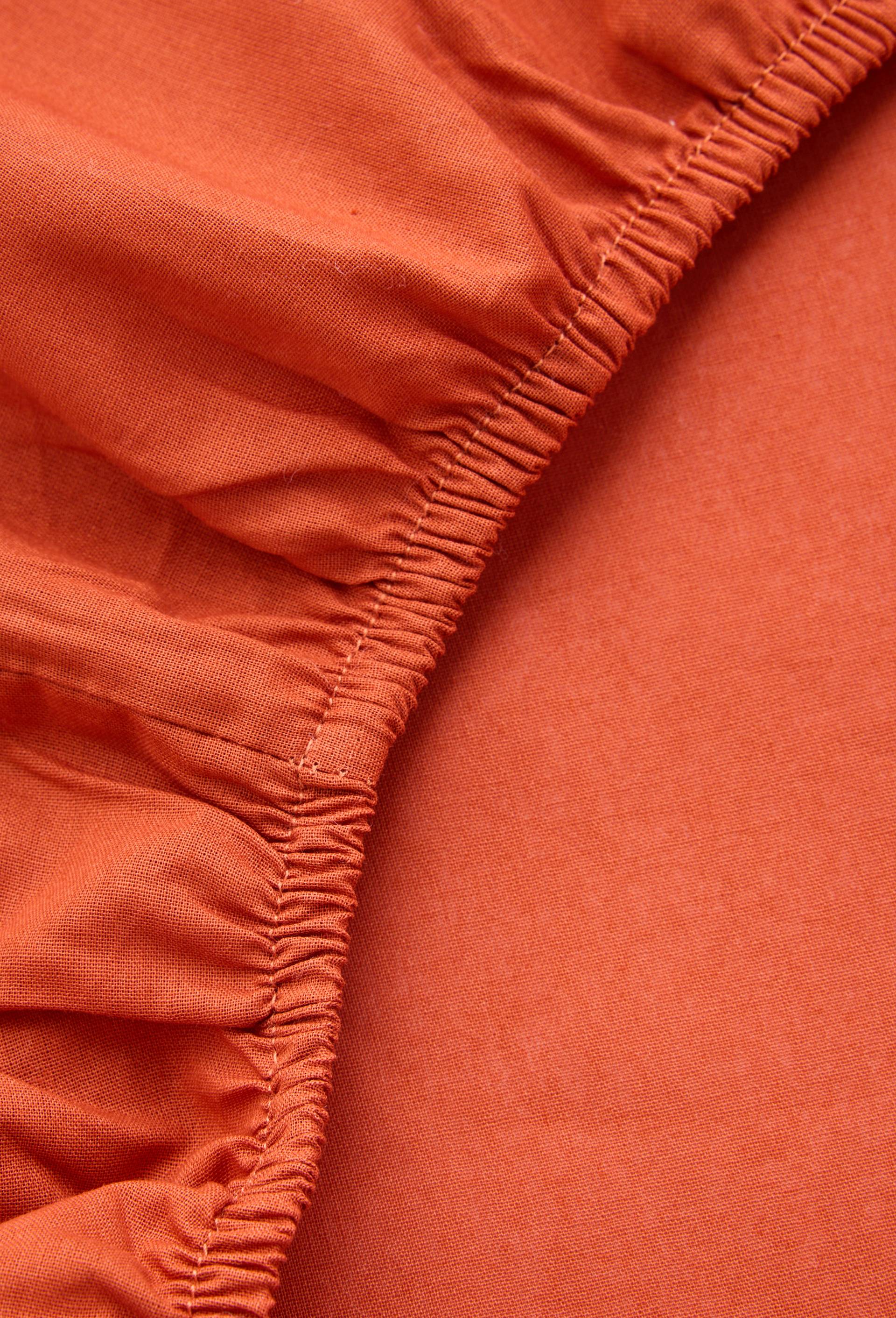 Drap housse uni, 160x200cm, 100% coton bio 57 fils, gots, Orange fonc&eacute;, large image number 1