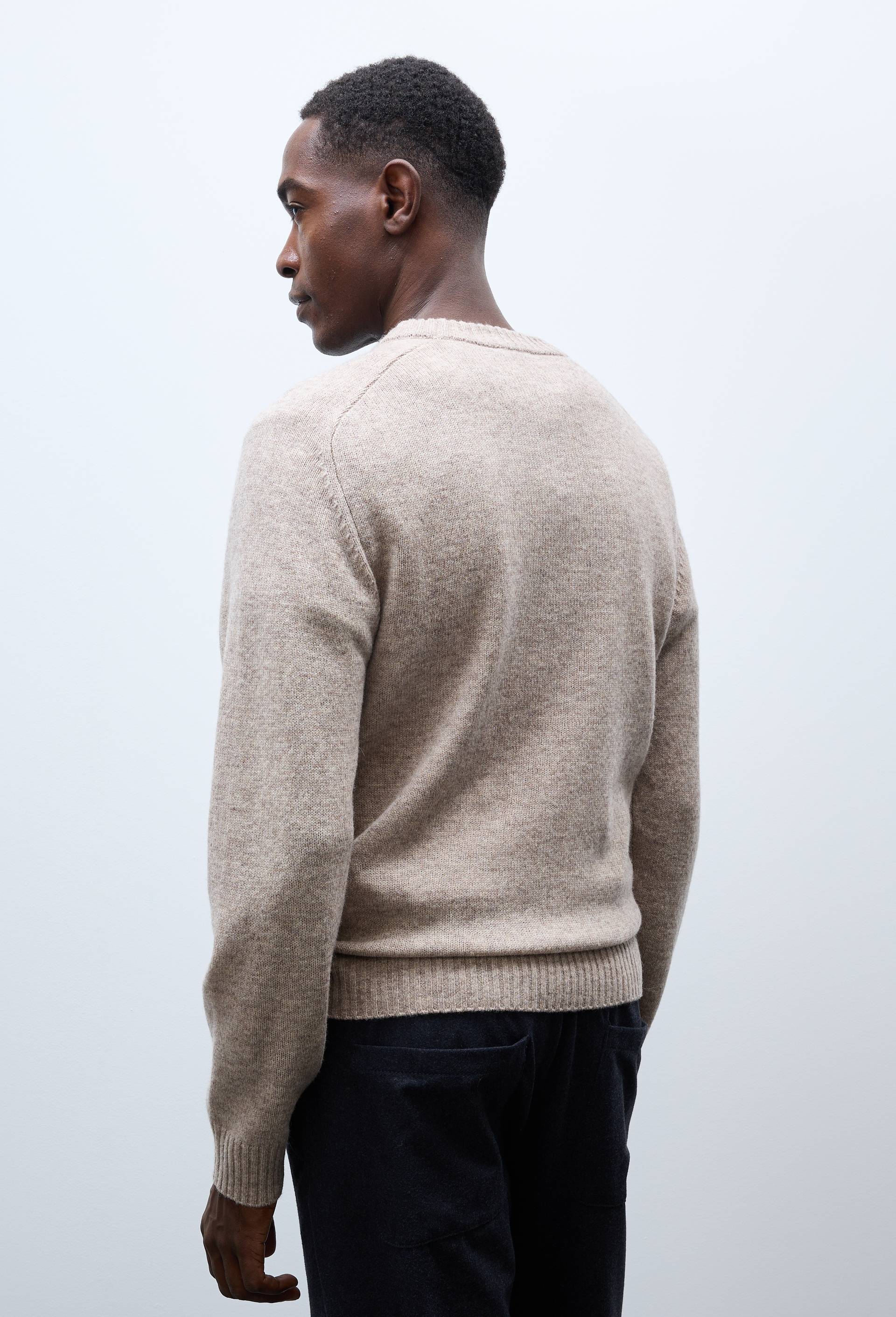 Pull col rond en laine, Brun clair, large image number 1.0