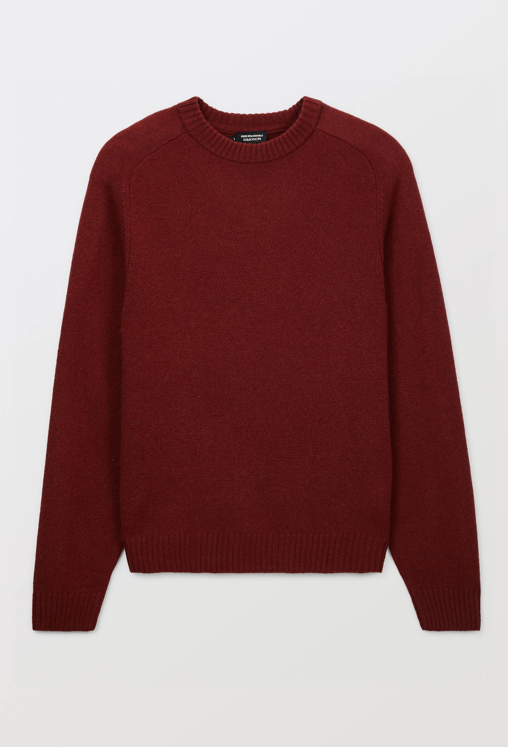 Pull col rond en laine, Rouge fonc&eacute;, large image number 3