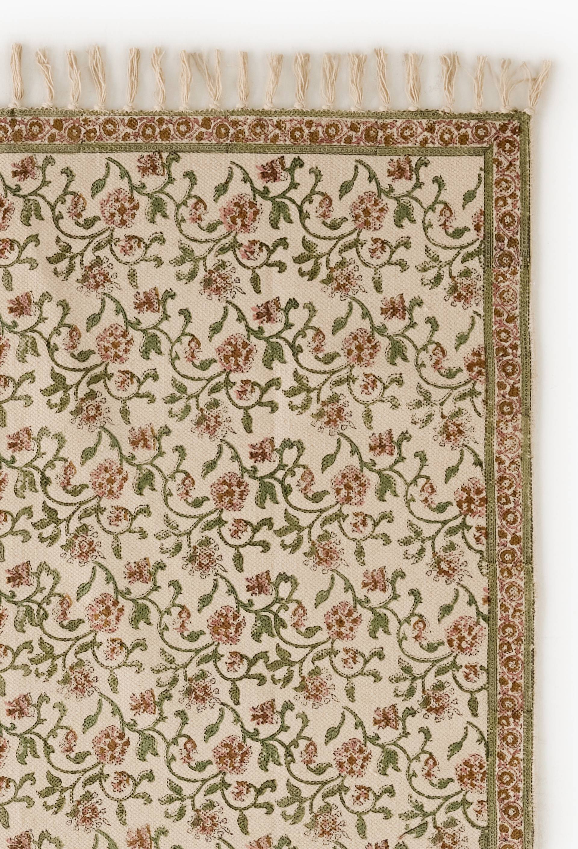 Tapis blockprint, 100% coton, Orange fonc&eacute;, large image number 1.0