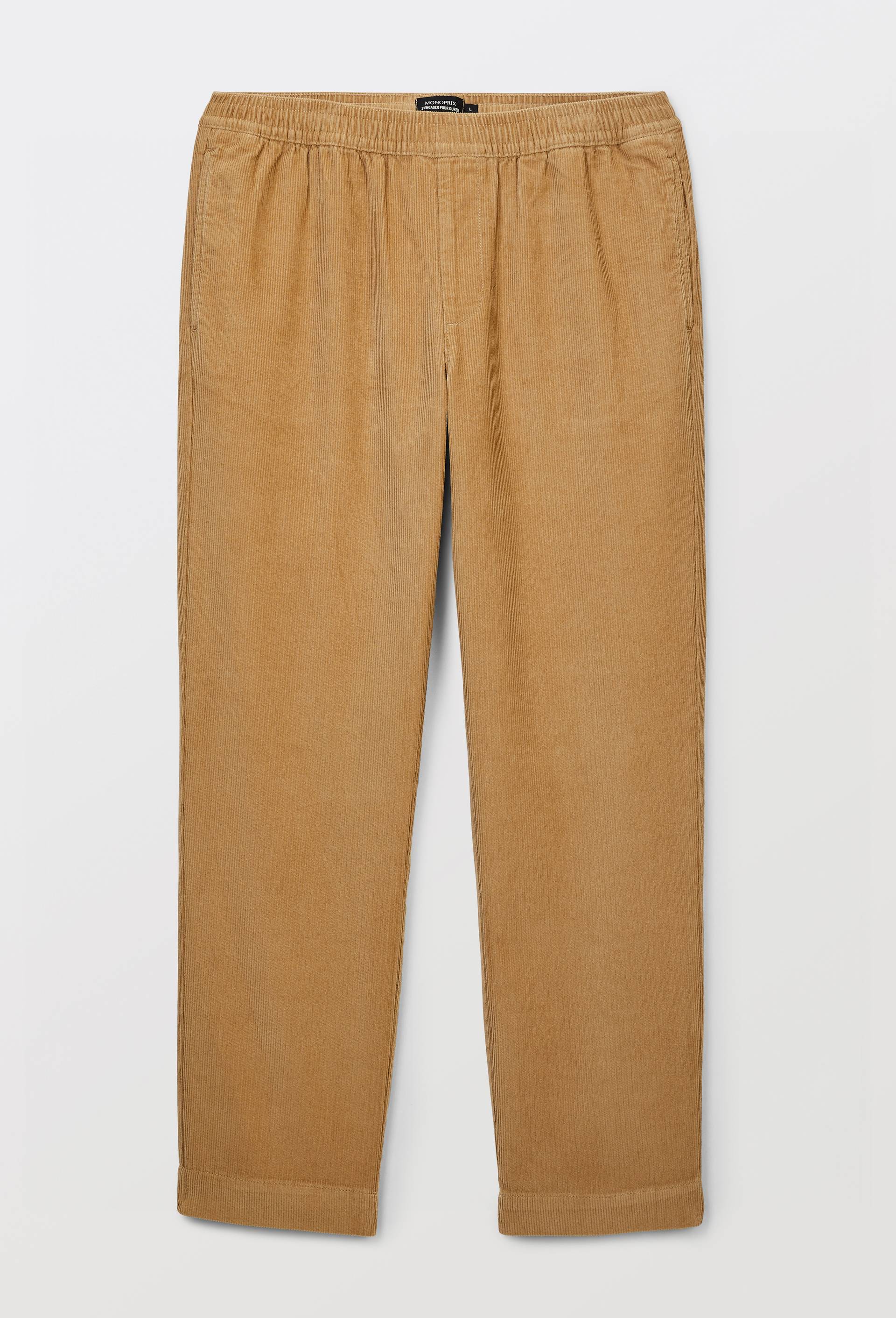 Pantalon taille &eacute;lastiqu&eacute;e en velours de coton BIO GOTS, Beige, large image number 2.0