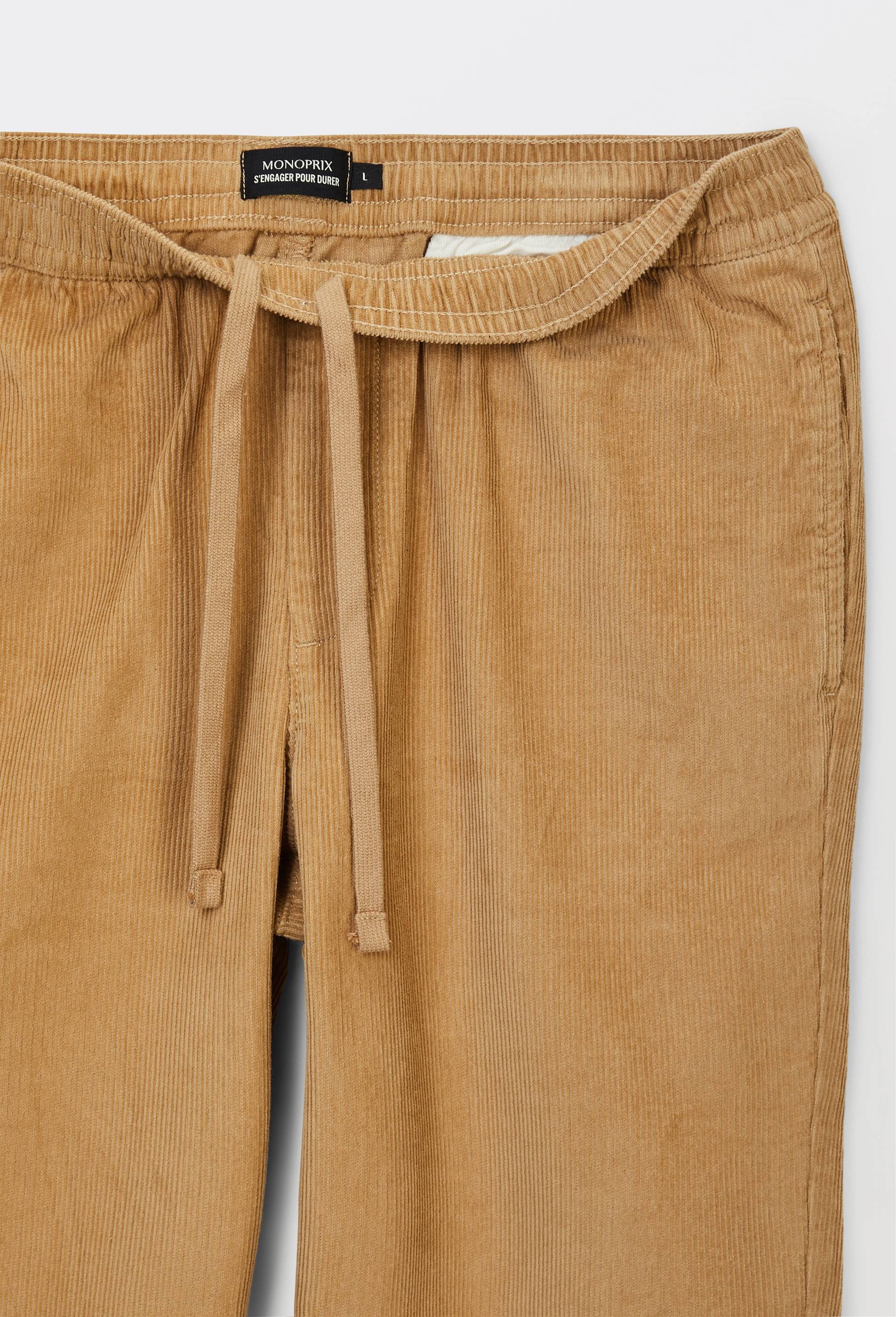Pantalon taille &eacute;lastiqu&eacute;e en velours de coton BIO GOTS, Beige, large image number 4