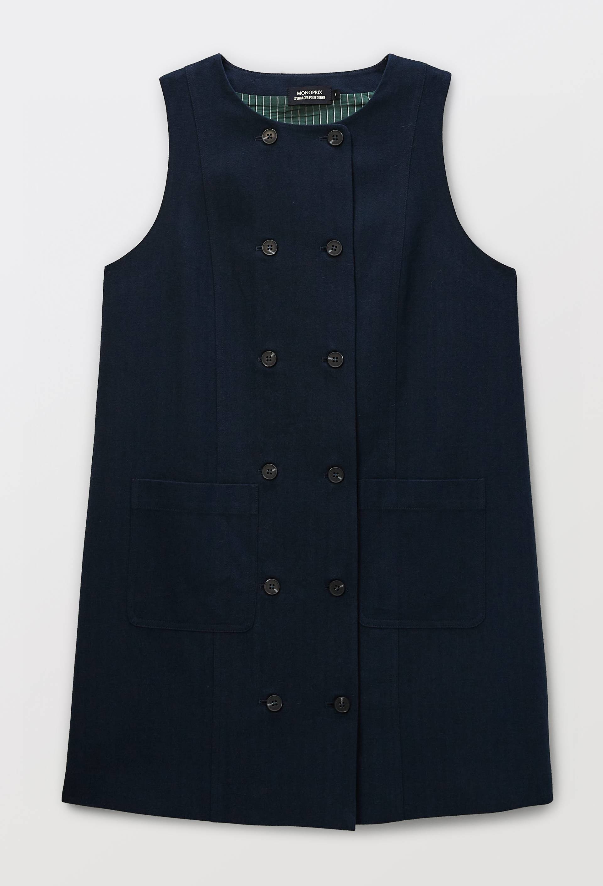 Robe courte sans manches unie en coton BIO GOTS, Bleu fonc&eacute;, large image number 2.0