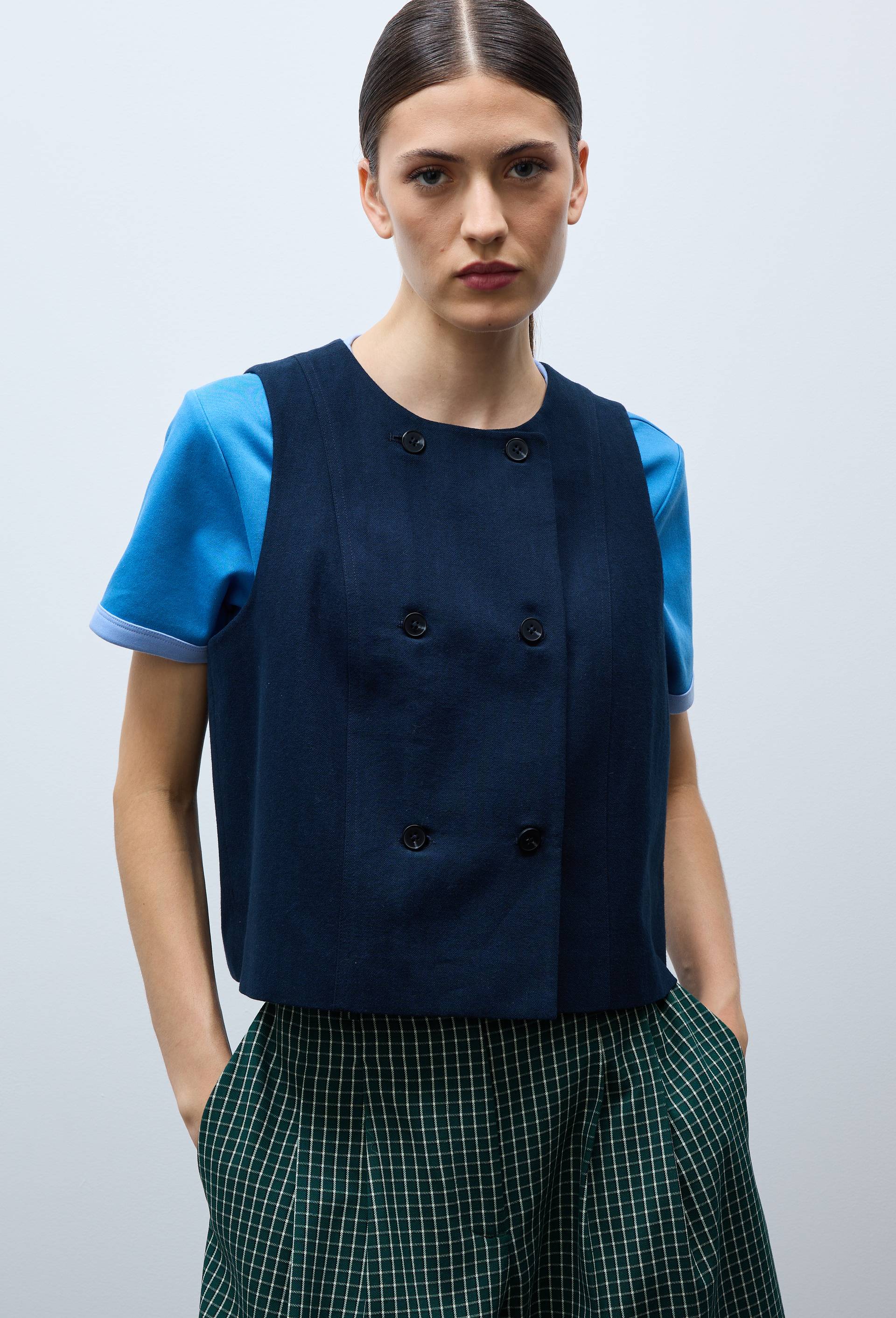 Top sans manches uni en coton BIO GOTS, Bleu fonc&eacute;, large image number 0.0