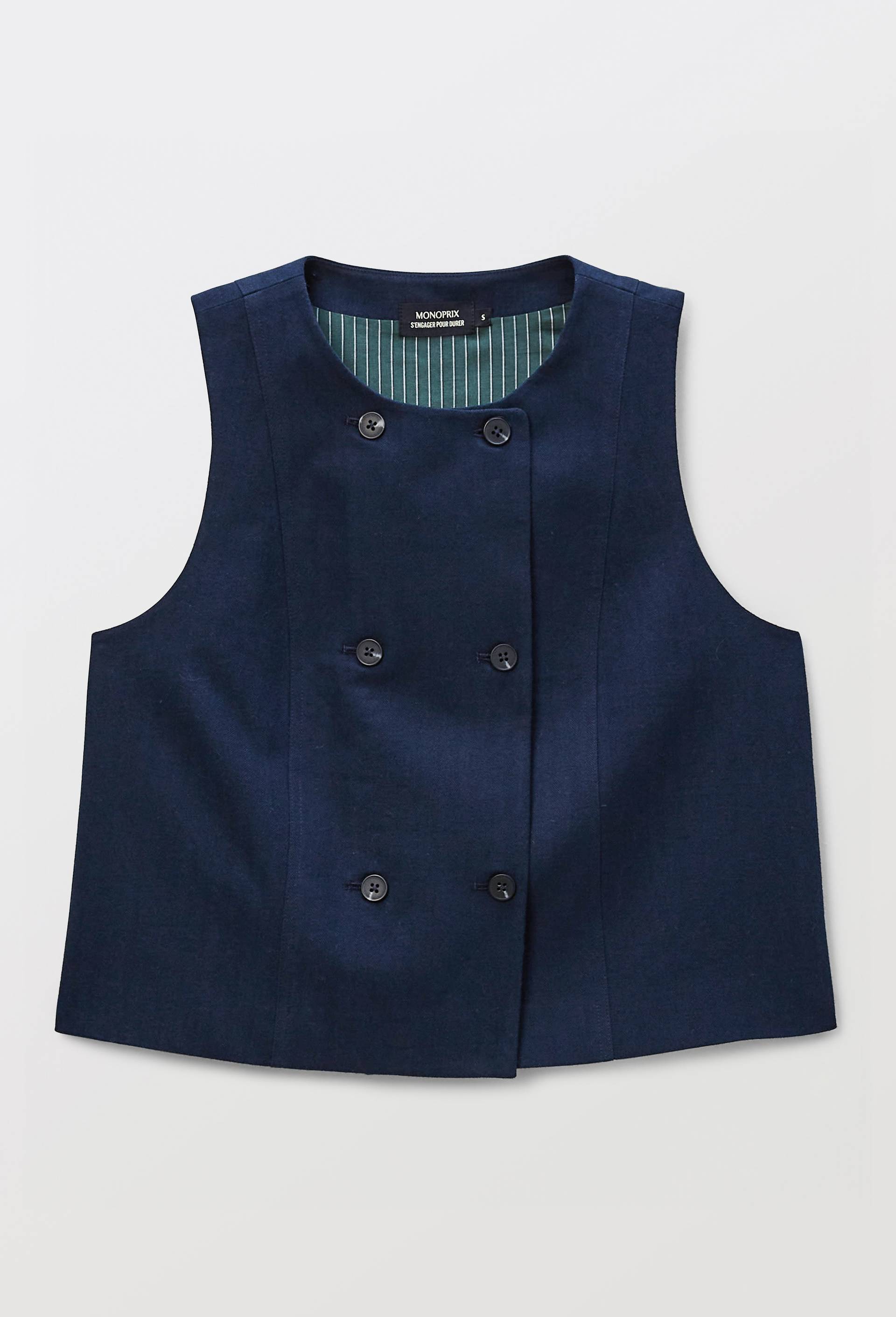 Top sans manches uni en coton BIO GOTS, Bleu fonc&eacute;, large image number 2.0