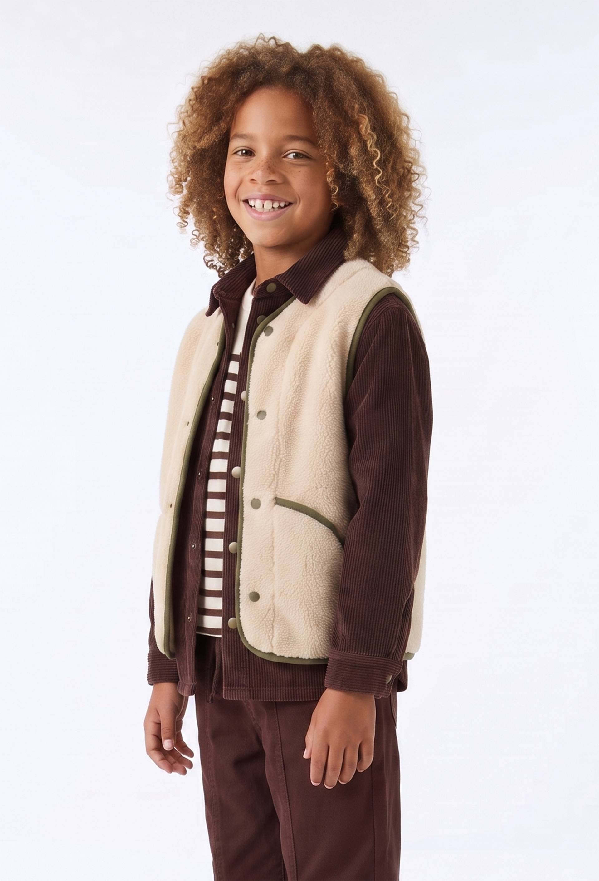 Veste sans manches en jean en coton, Beige clair, large image number 0