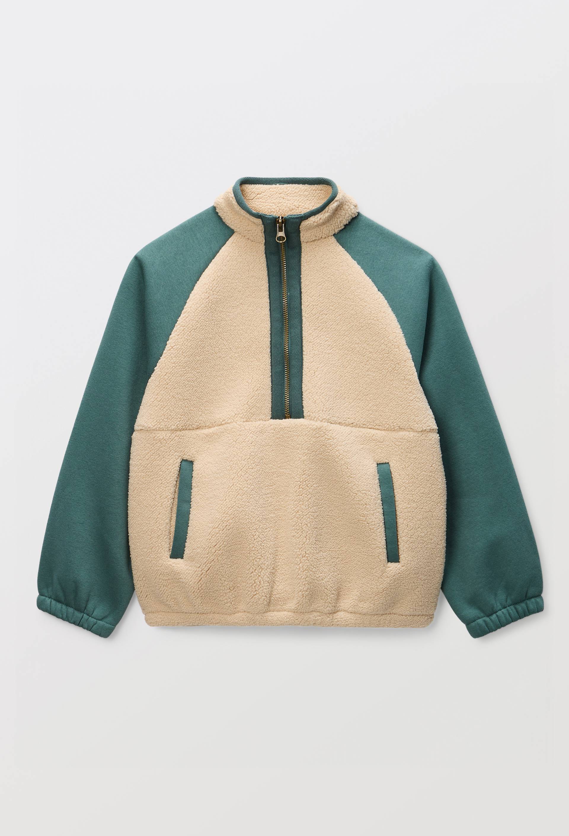 Sweat en sherpa avec poche kangourou, Vert, large image number 1