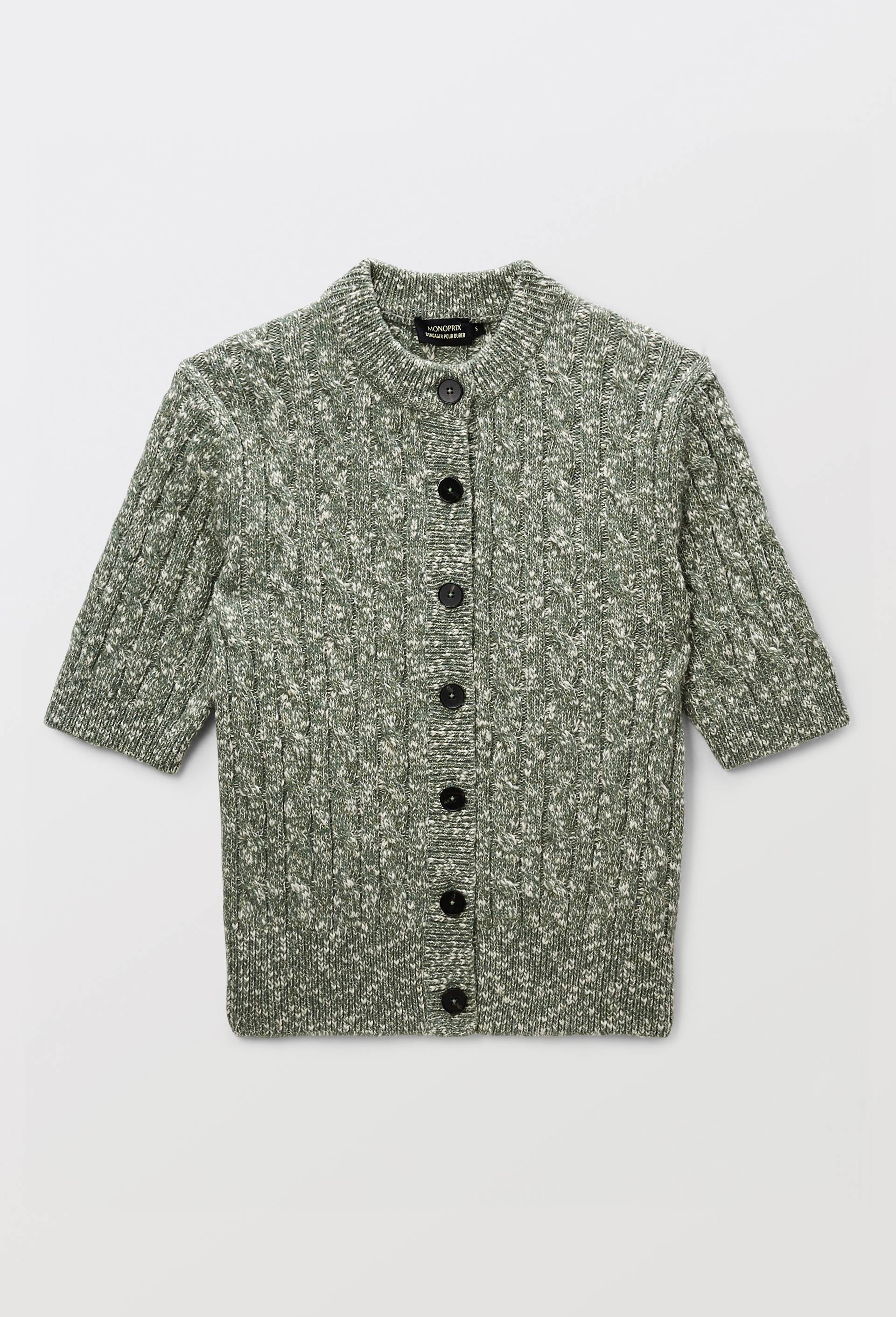 Cardigan moulin&eacute; &agrave; torsades, Vert, large image number 2.0