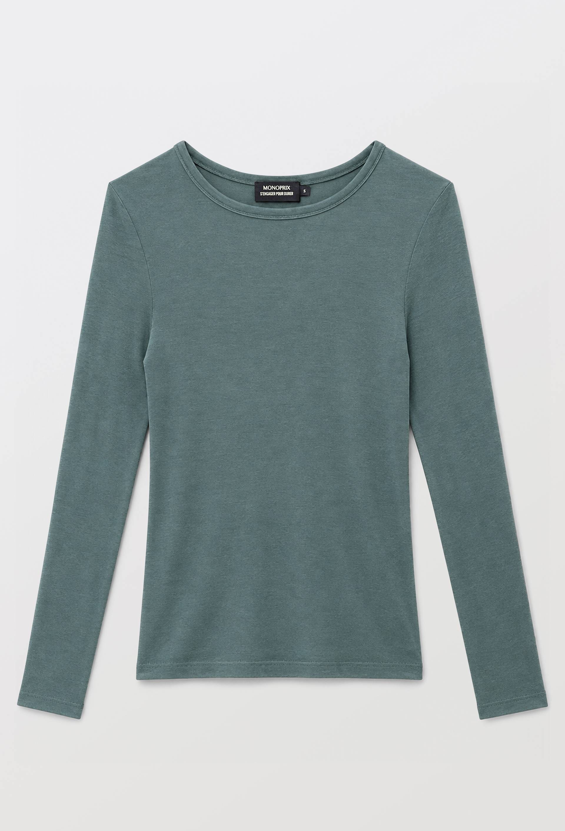 T-shirt manches longues contenant de la laine, Vert, large image number 2.0