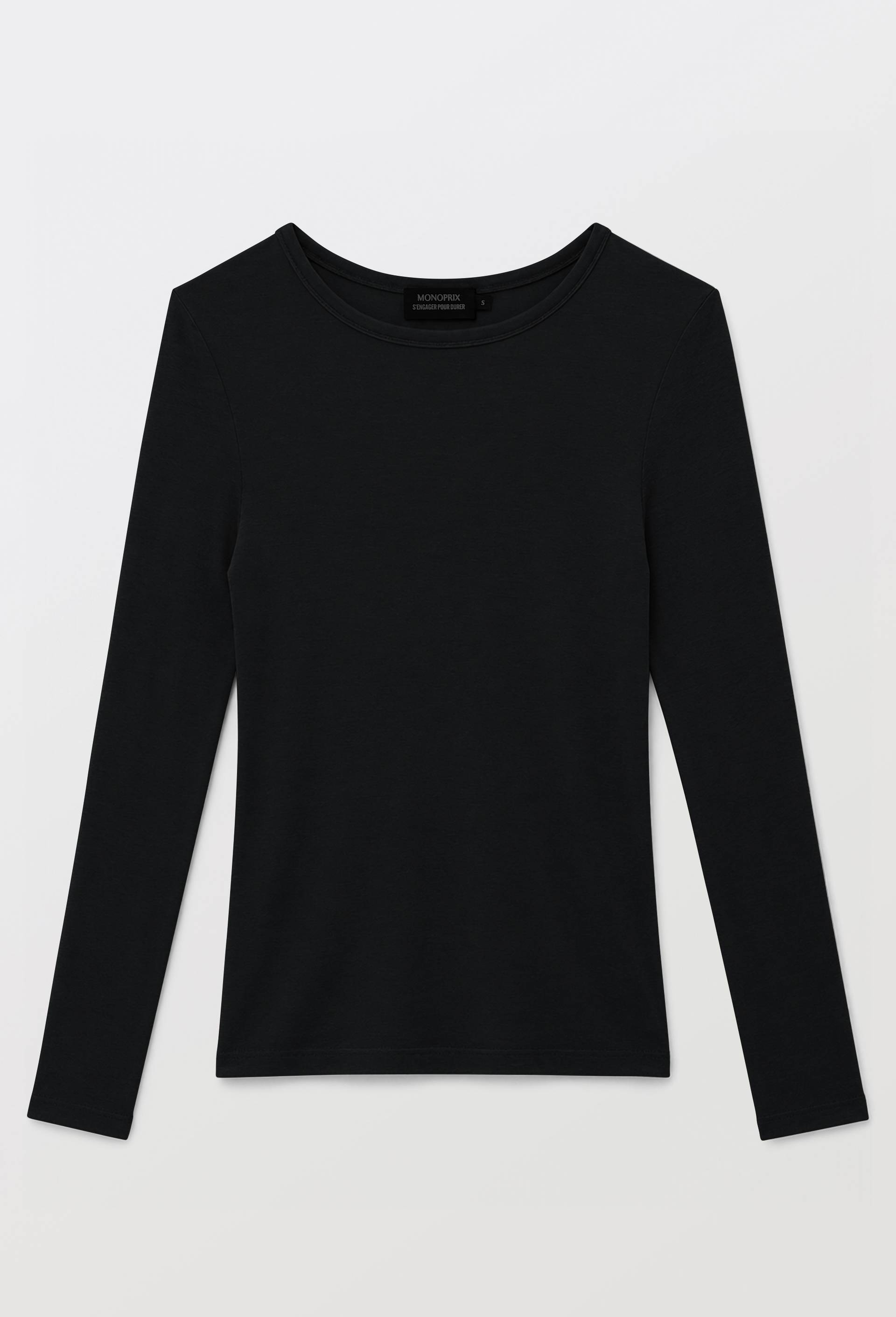 T-shirt manches longues contenant de la laine, Noir, large image number 2.0
