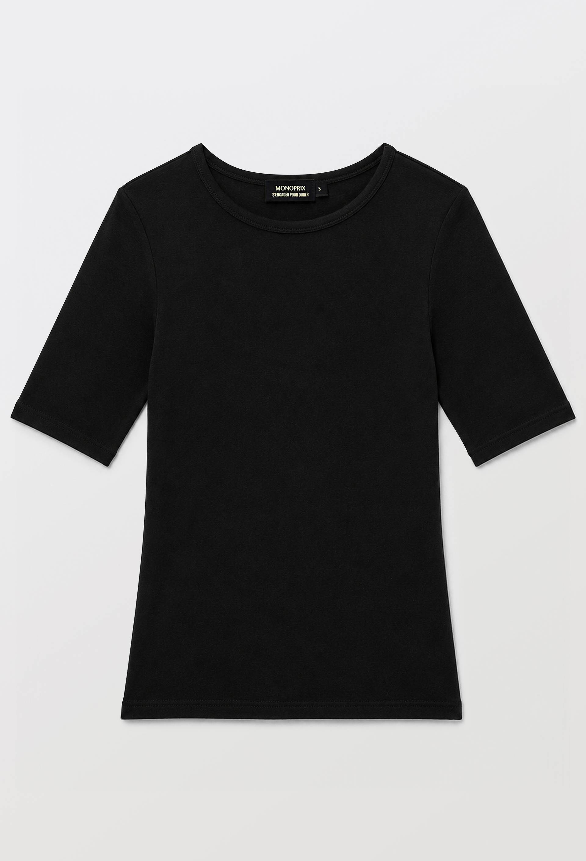 T-shirt &agrave; manches courtes uni, Noir, large image number 2.0