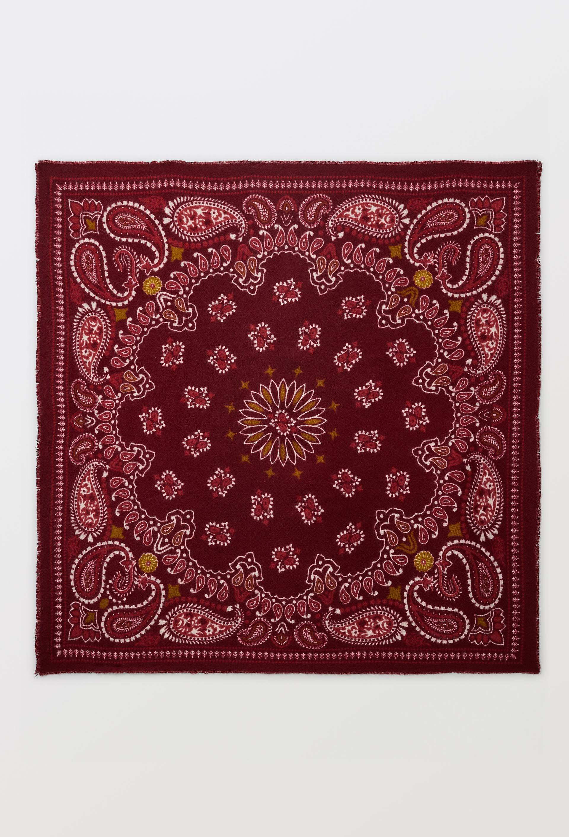 Foulard imprim&eacute;, mati&egrave;re recycl&eacute;e, Rouge fonc&eacute;, large image number 3.0