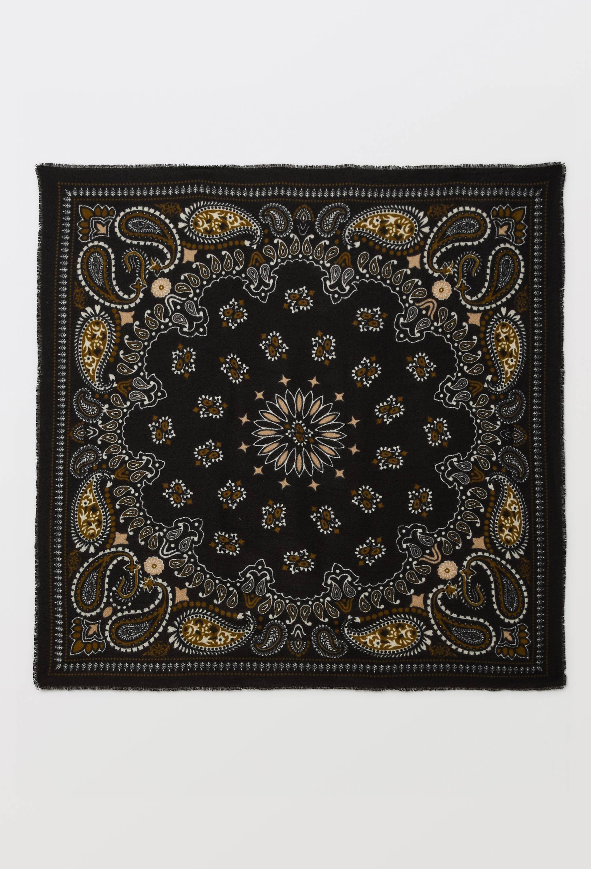 Foulard imprim&eacute;, mati&egrave;re recycl&eacute;e, Noir, swatch image