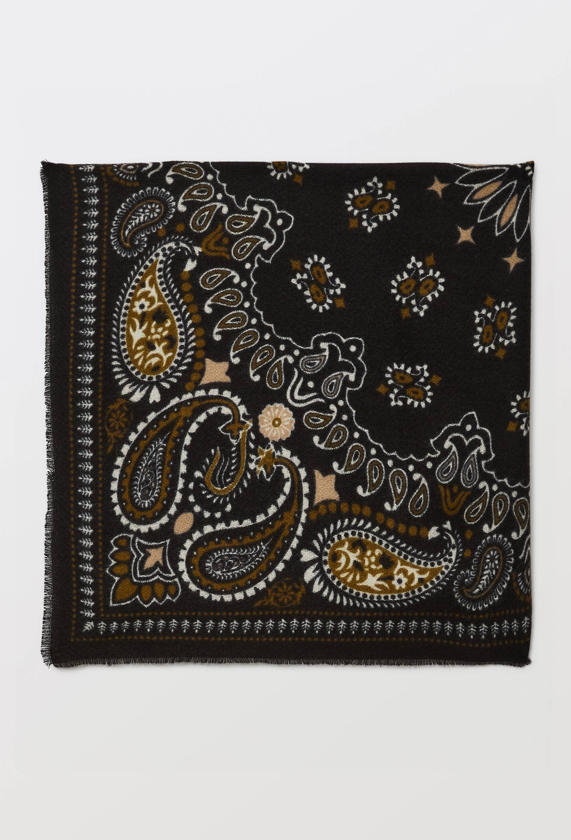 Foulard imprim&eacute;, mati&egrave;re recycl&eacute;e, Noir, large image number 1