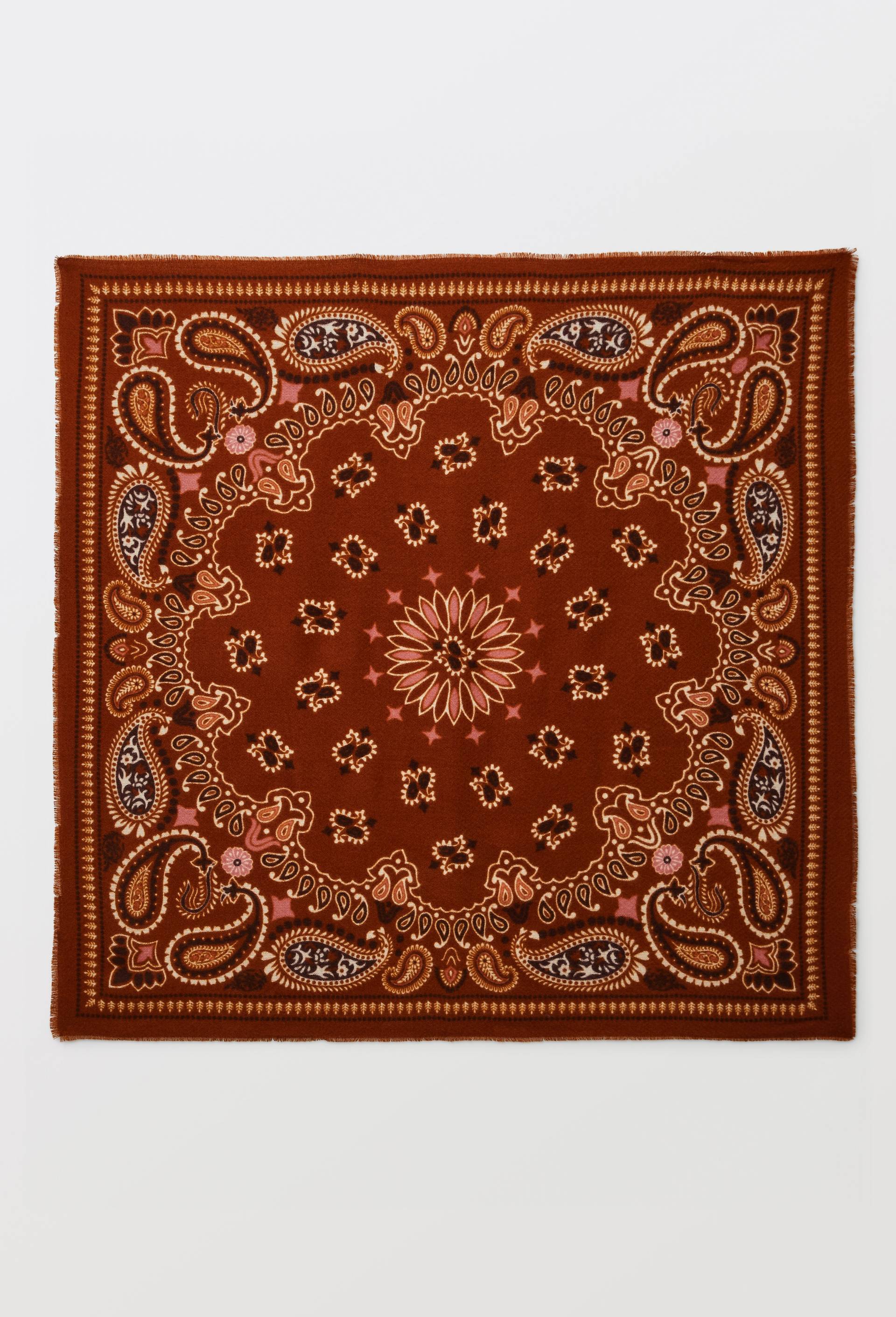 Foulard imprim&eacute;, mati&egrave;re recycl&eacute;e, Brun, large image number 0