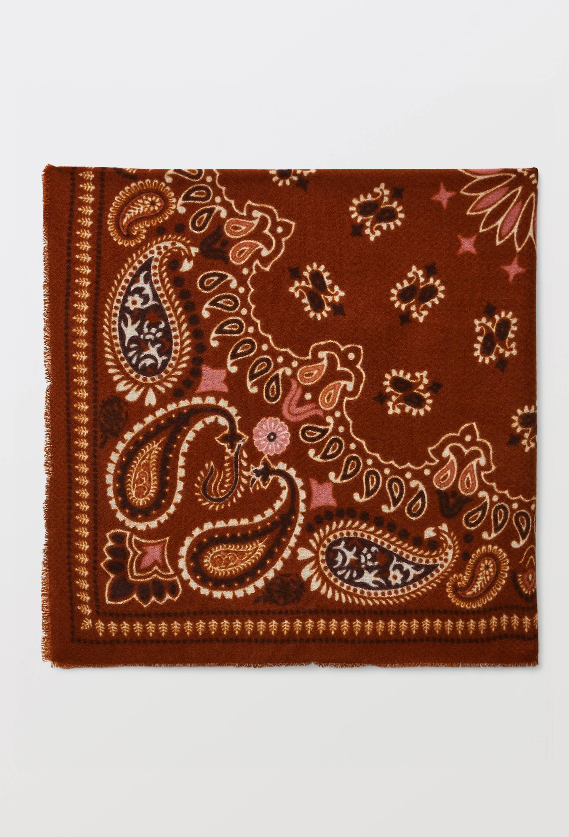 Foulard imprim&eacute;, mati&egrave;re recycl&eacute;e, Brun, large image number 1