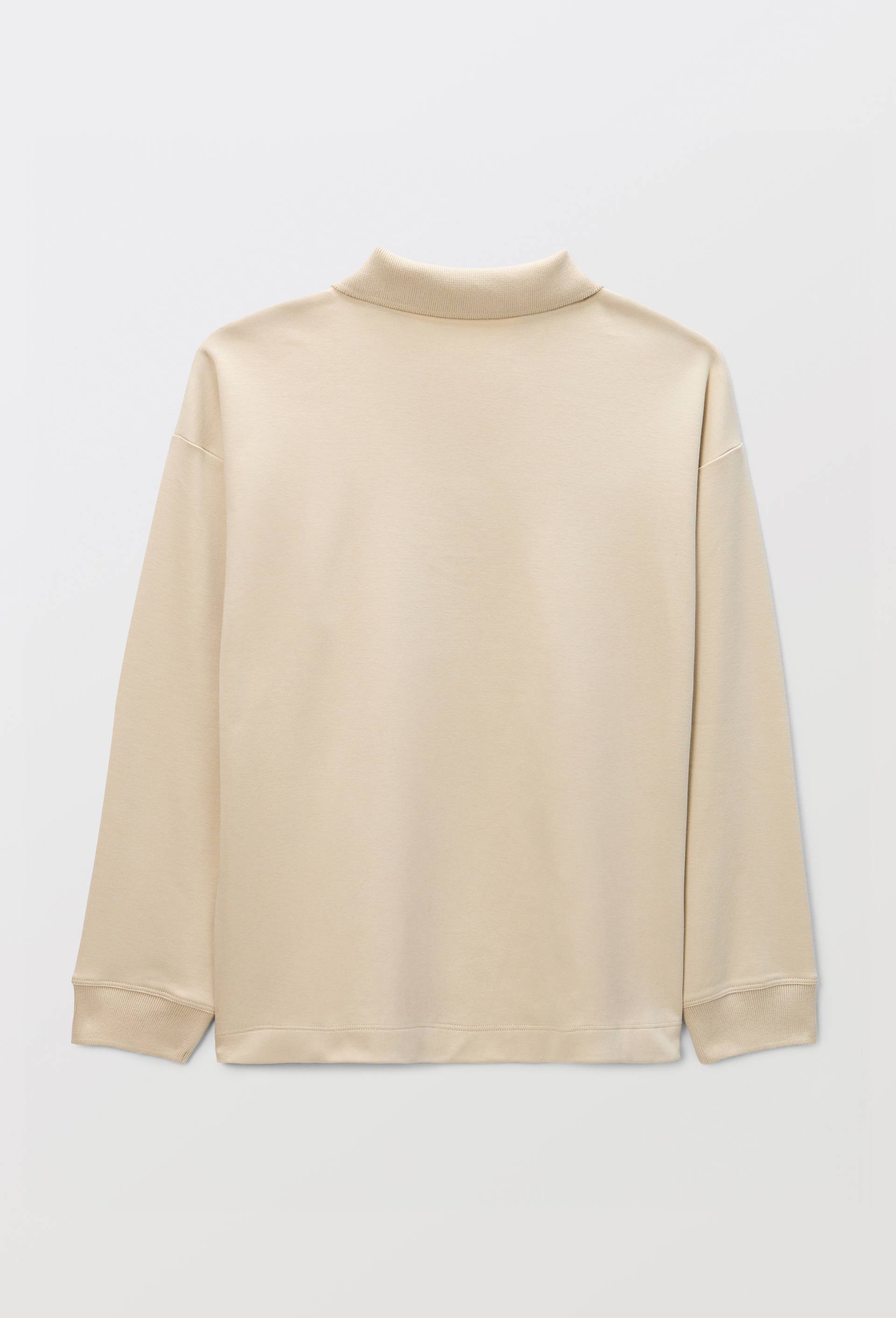 Polo manches longues unicontenant du coton BIO GOTS, Beige, large image number 2.0