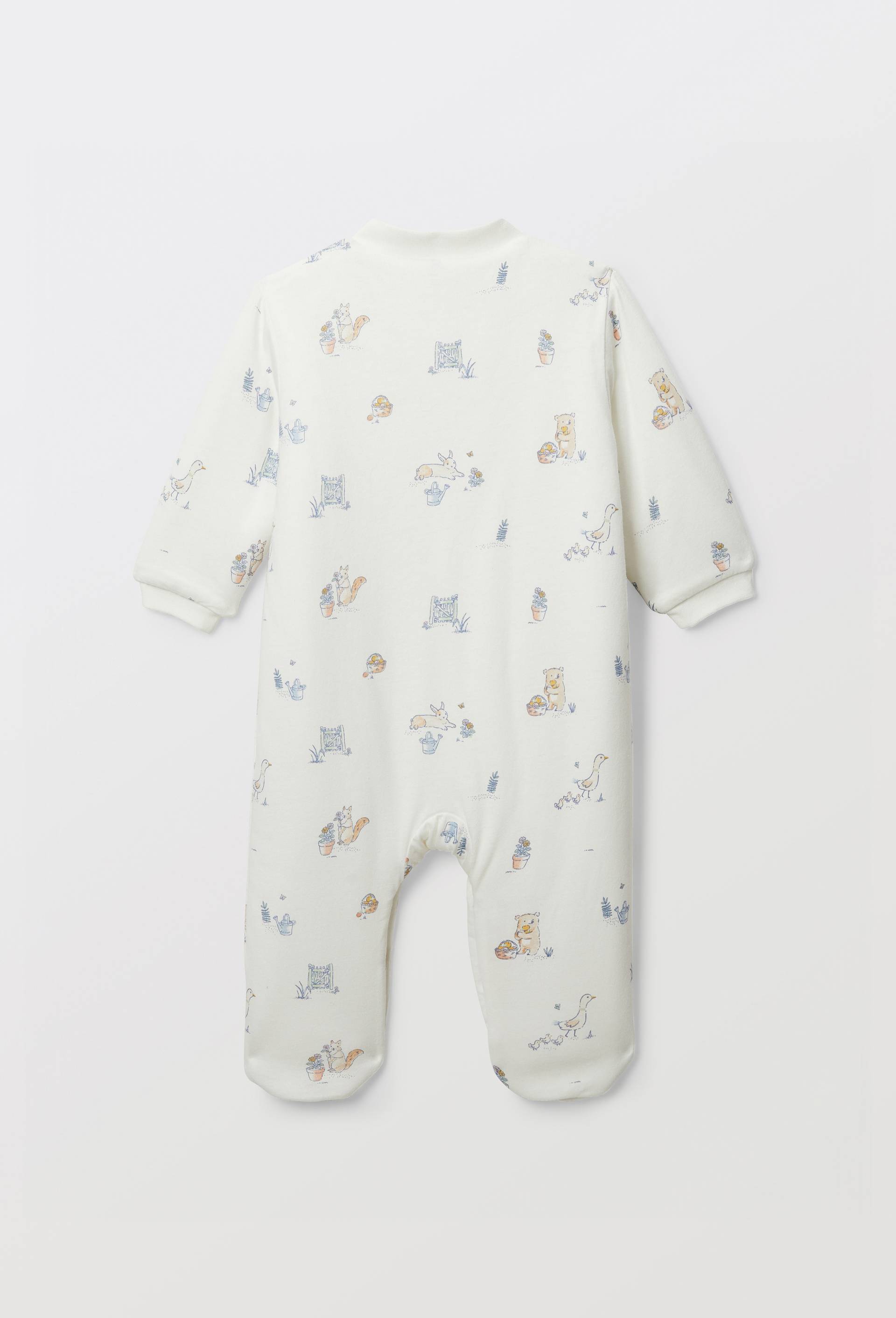 Surpyjama en molleton imprim&eacute; en coton BIO GOTS, Ecru, large image number 1.0