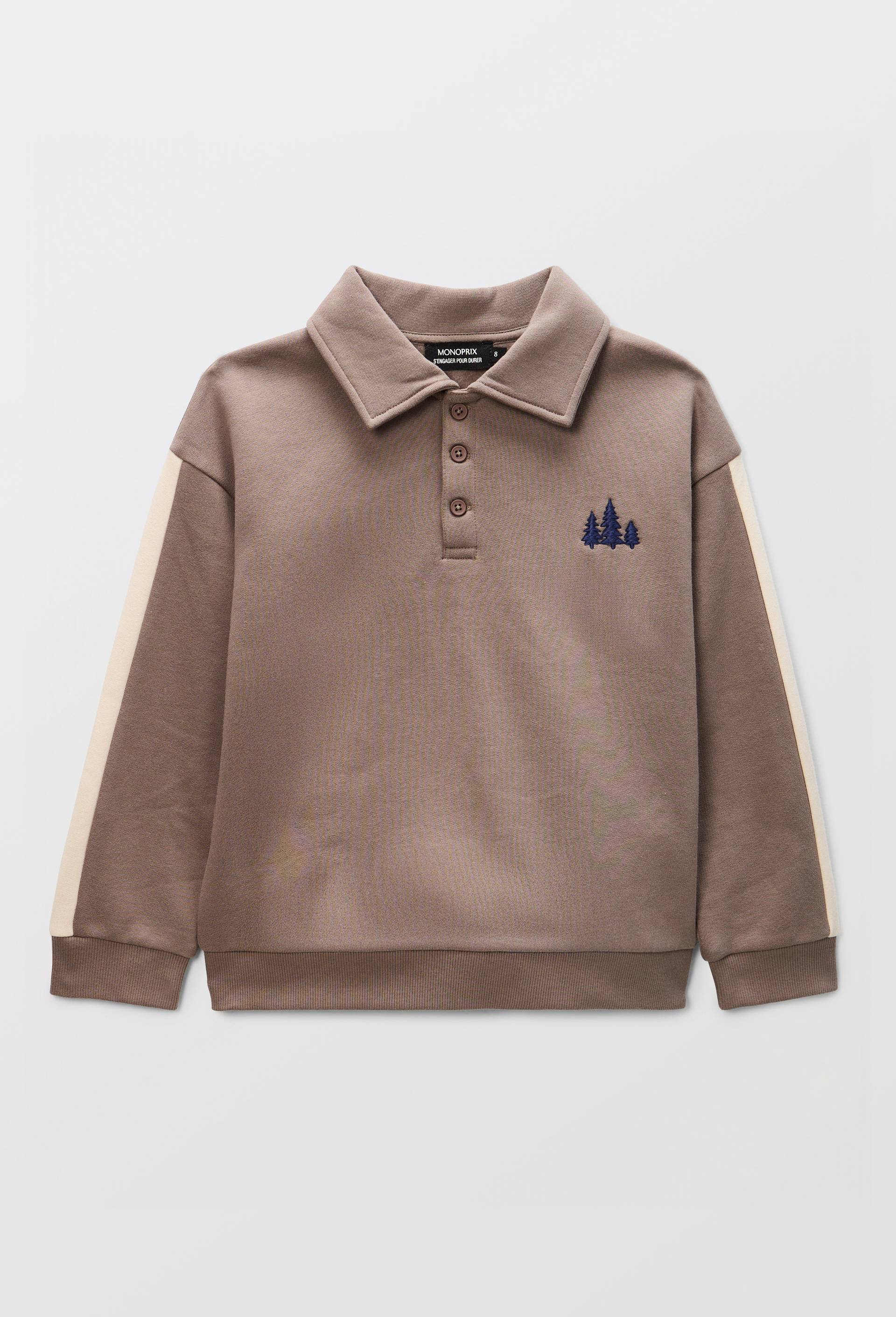 Polo manches longues, BIO, Gris, large image number 1