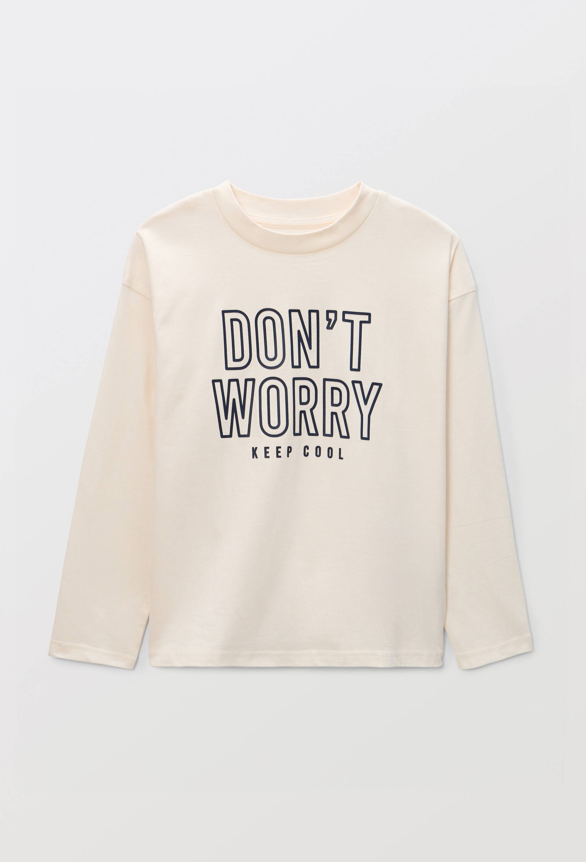 T-shirt manches longues imprim&eacute; en coton BIO GOTS, Beige clair, large image number 1.0