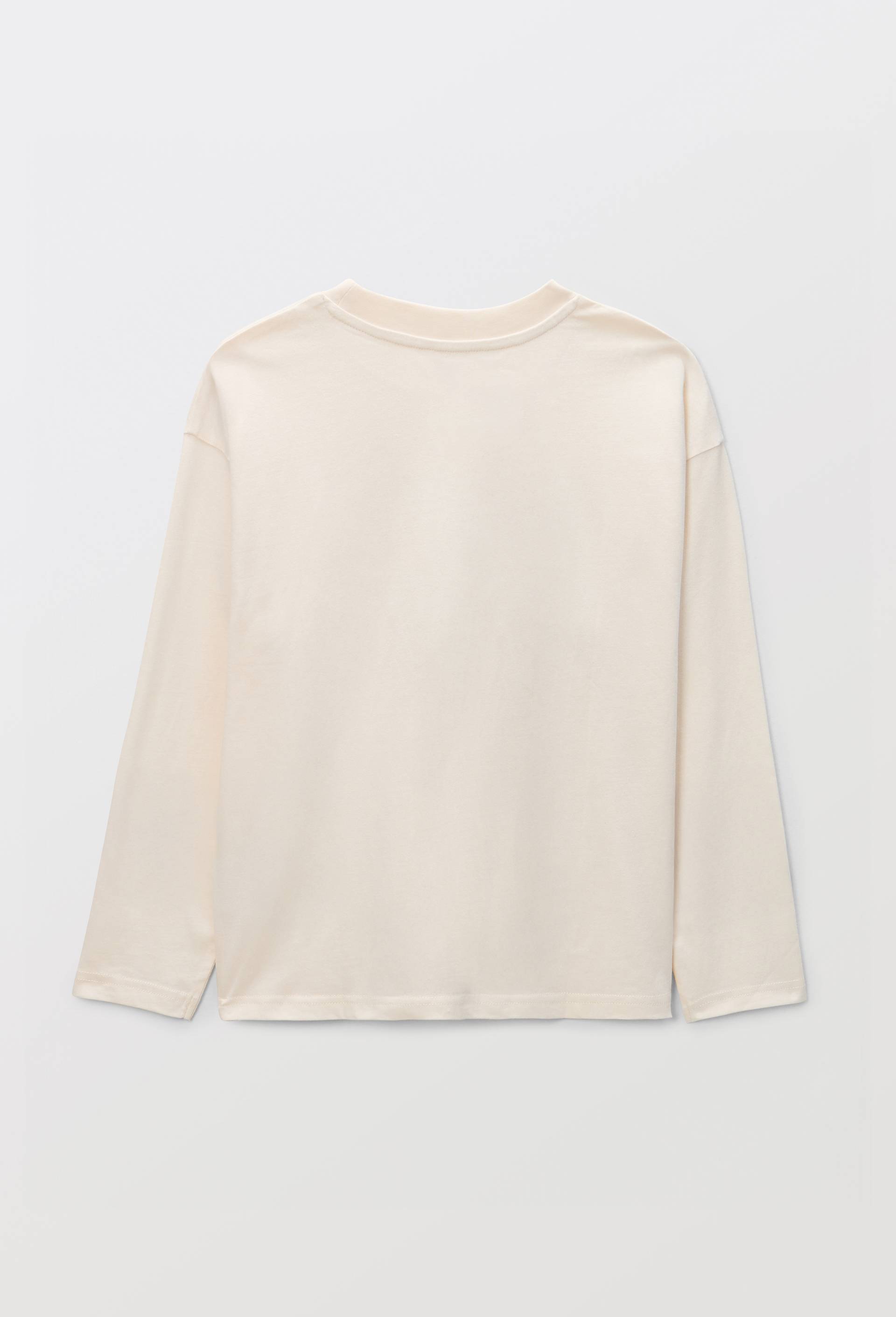 T-shirt manches longues imprim&eacute; en coton BIO GOTS, Beige clair, large image number 2