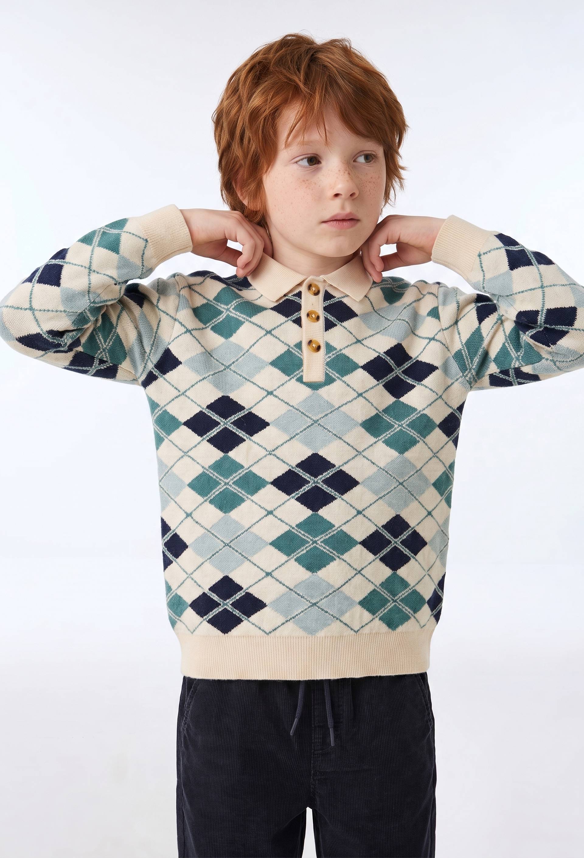 Pull jacquard contenant de la laine, Vert, large image number 1