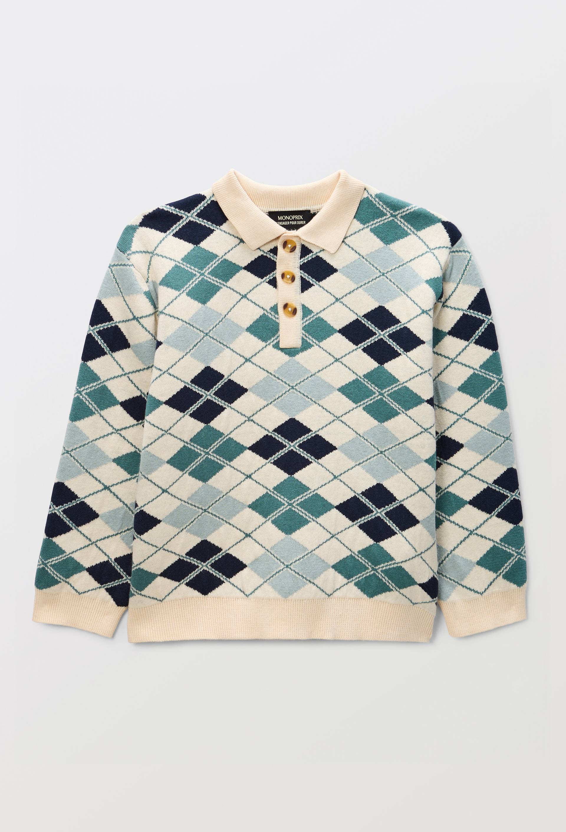 Pull jacquard contenant de la laine, Vert, large image number 2