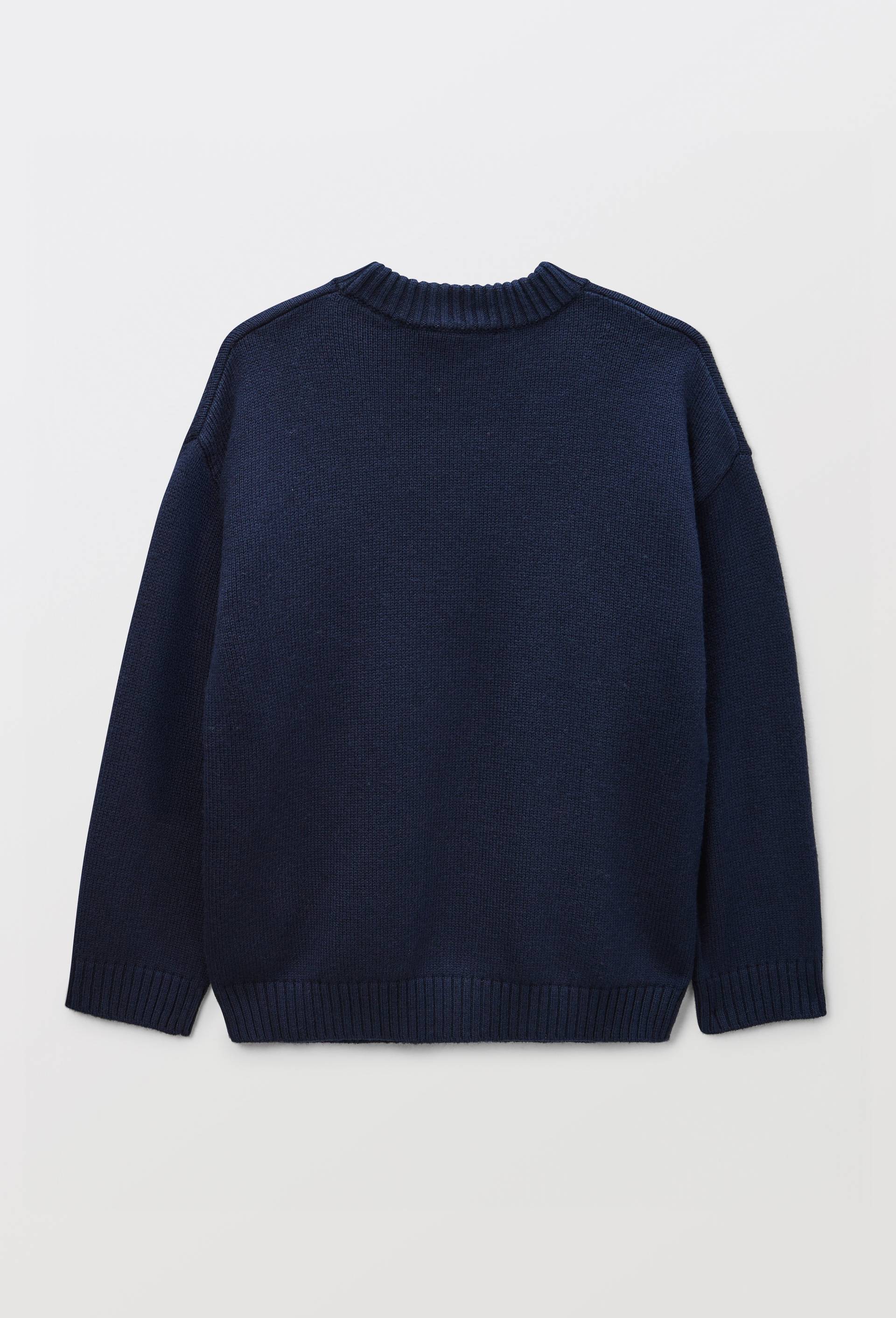 Pull jacquard contenant de la laine, Bleu fonc&eacute;, large image number 3