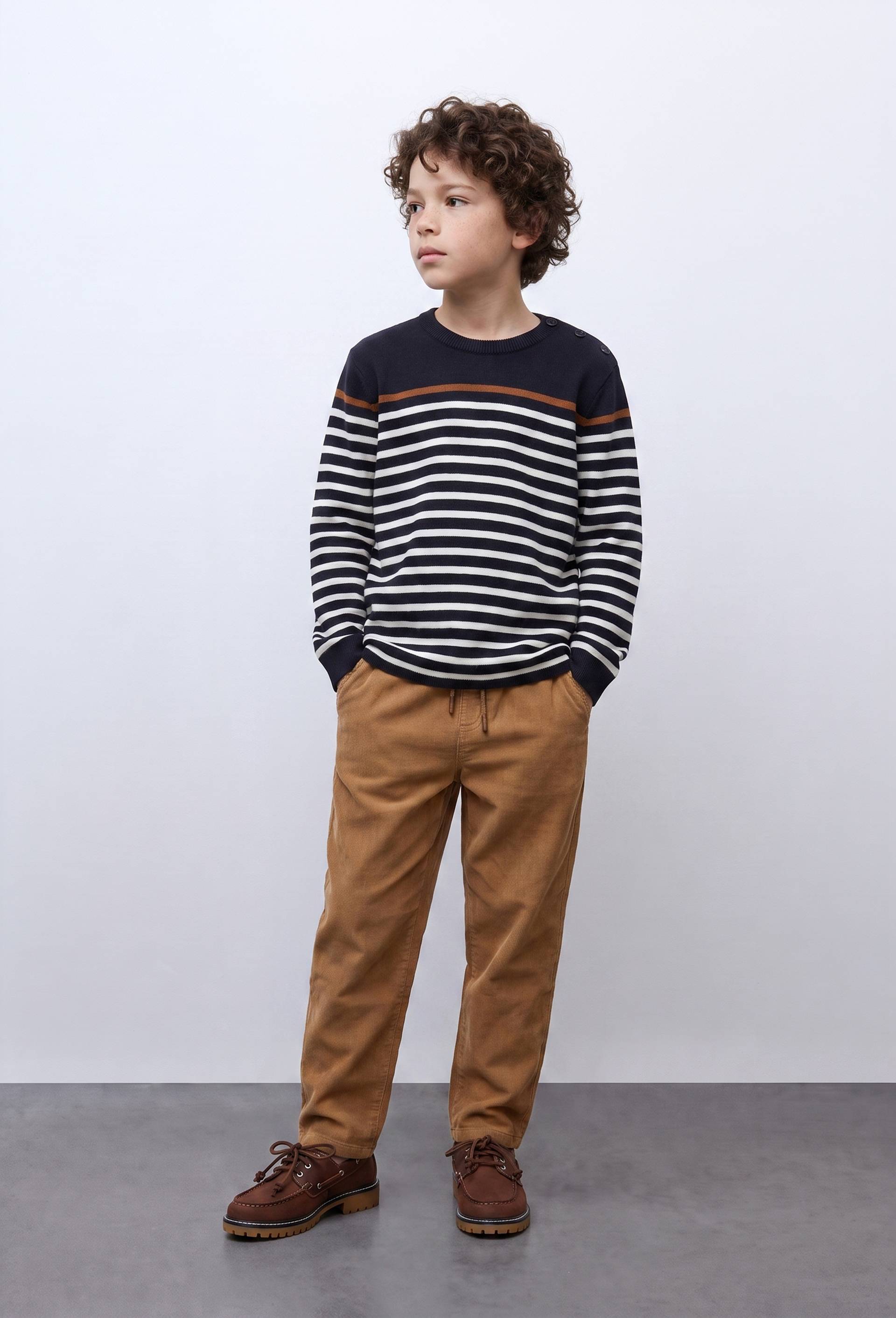 Pull marini&egrave;re tricolore en laine,, Bleu fonc&eacute;, swatch image