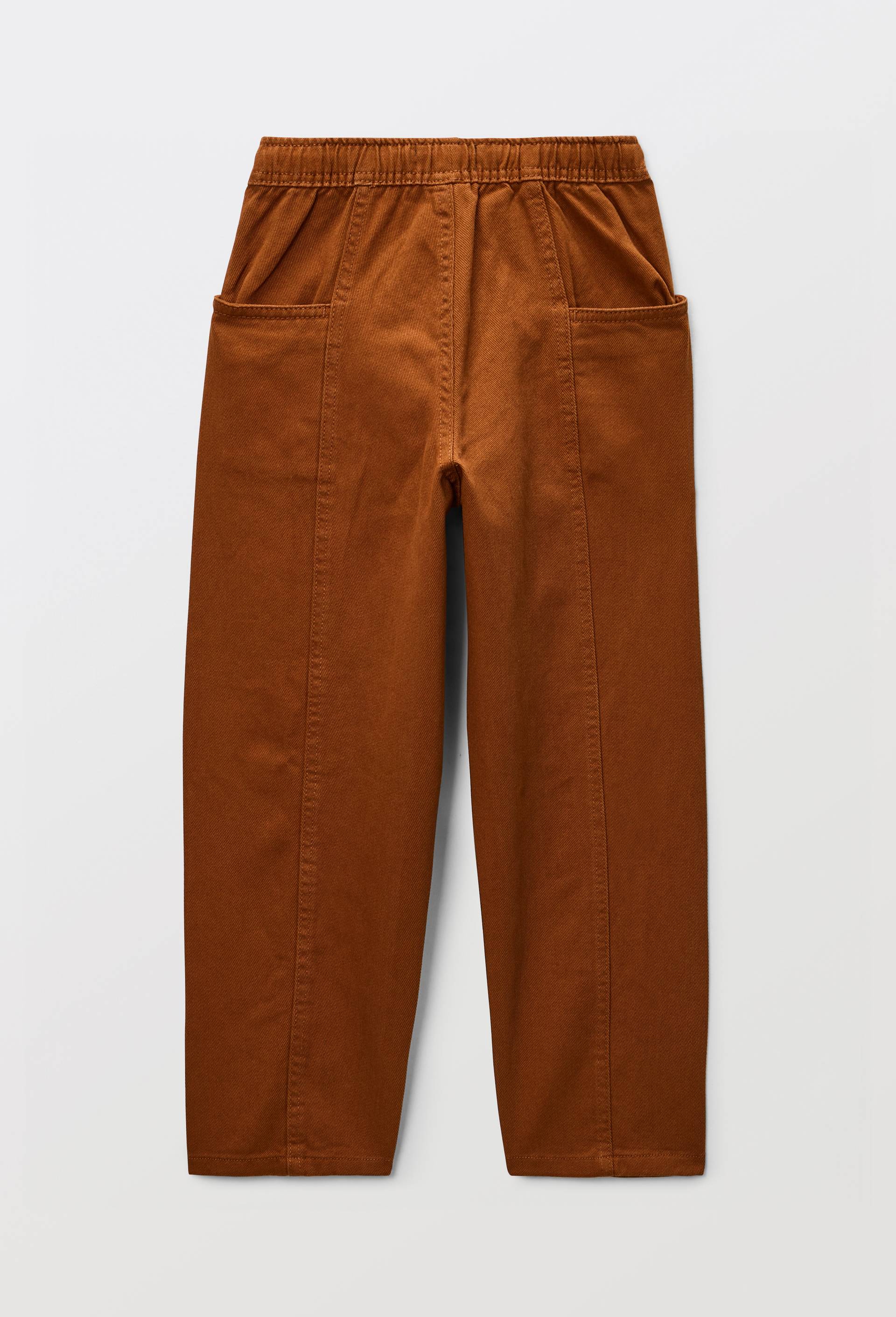 Pantalon avec taille &eacute;lastiqu&eacute;e en coton, Brun, large image number 2.0