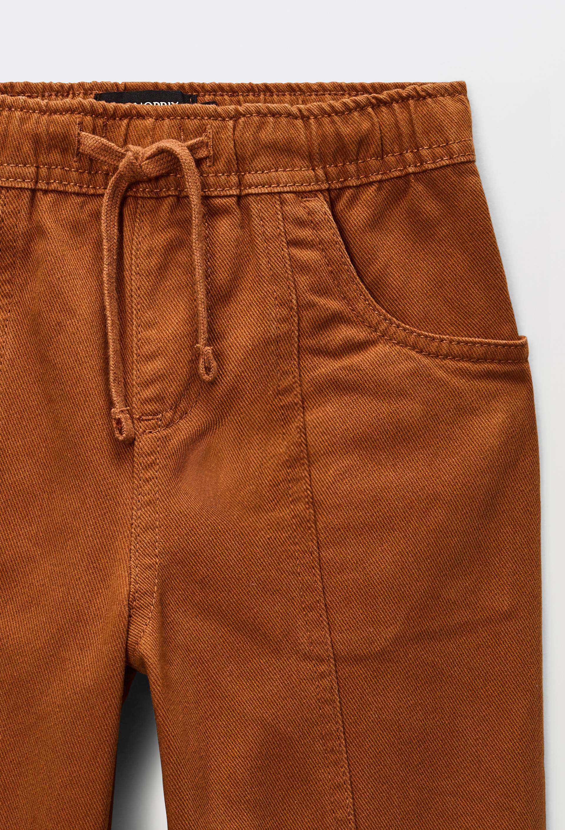 Pantalon avec taille &eacute;lastiqu&eacute;e en coton, Brun, large image number 3.0