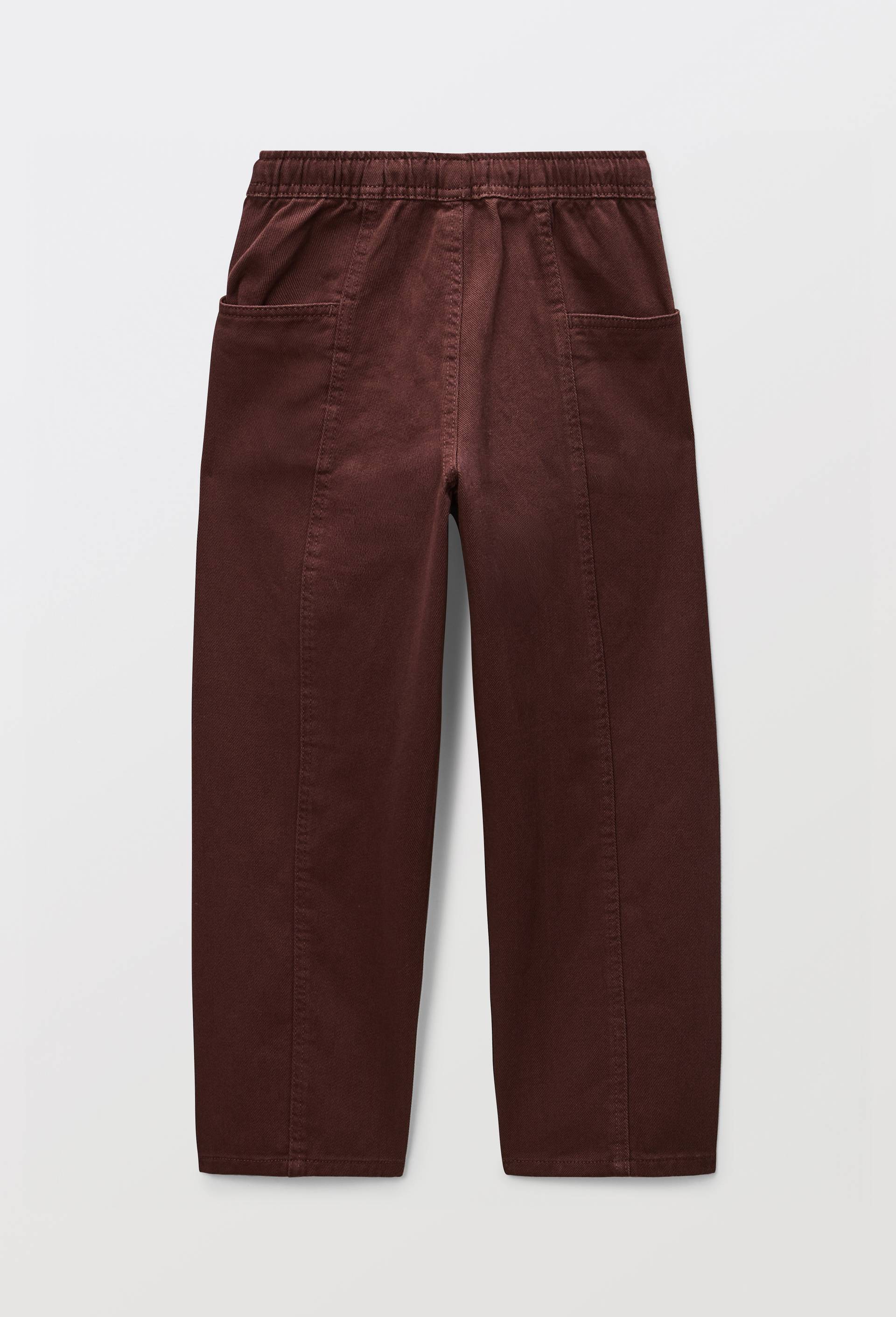 Pantalon avec taille &eacute;lastiqu&eacute;e en coton, Brun fonc&eacute;, large image number 2