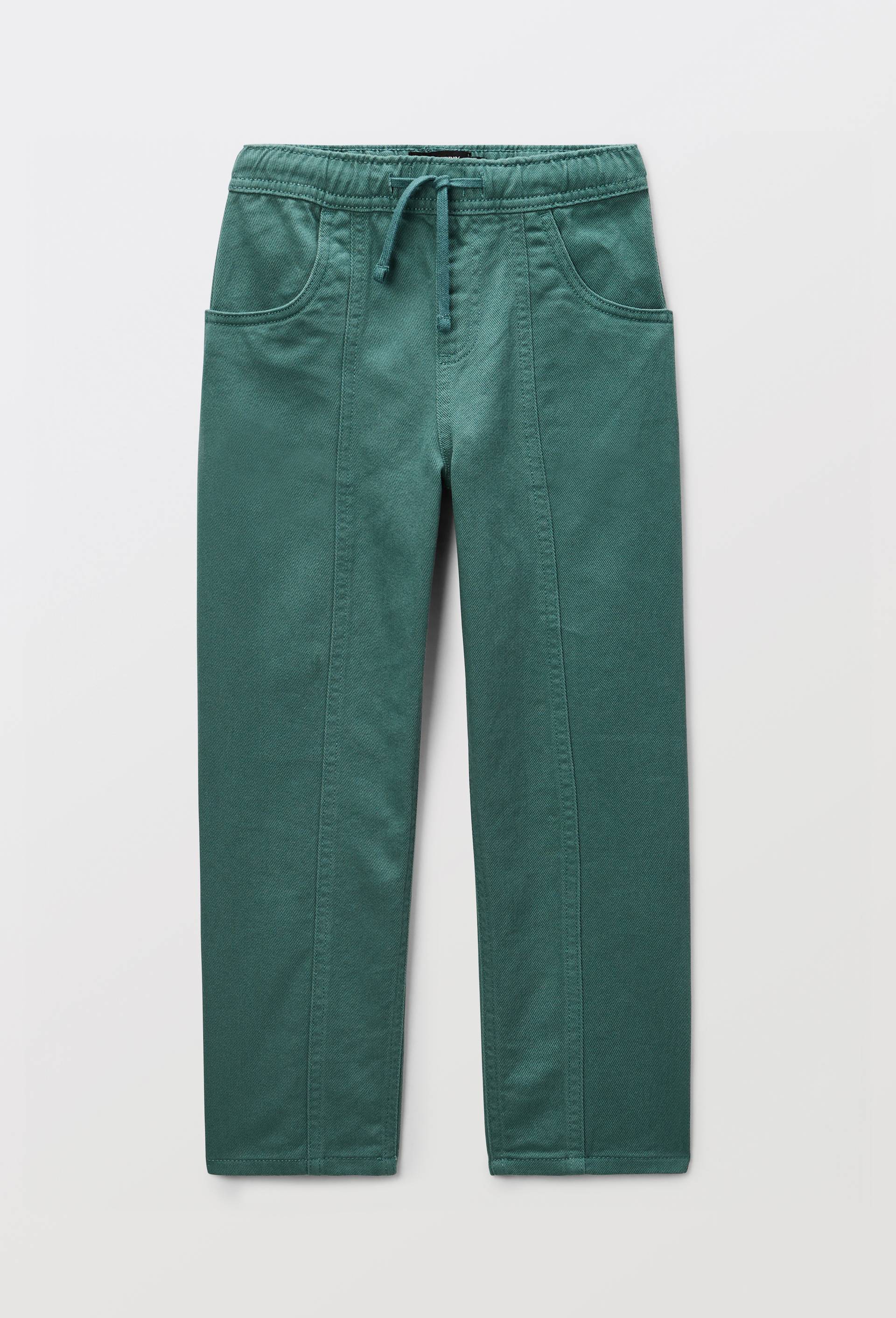 Pantalon avec taille &eacute;lastiqu&eacute;e en coton, Vert fonc&eacute;, large image number 1.0