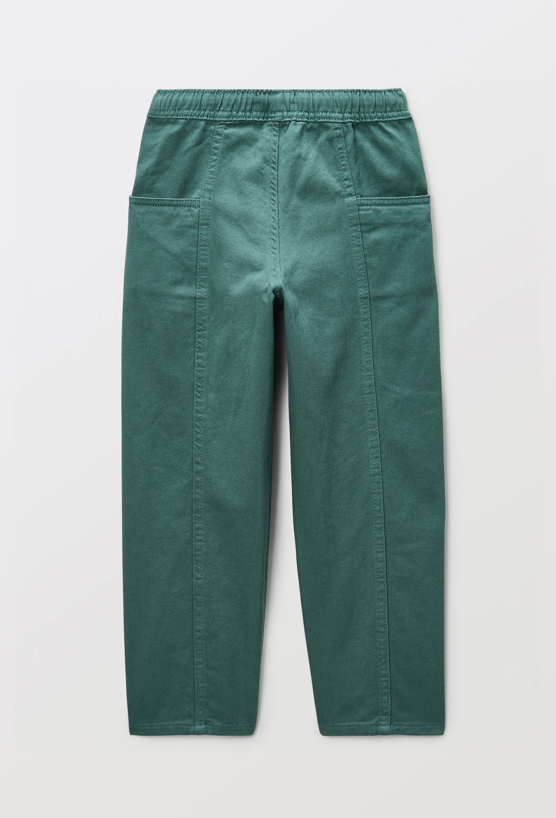Pantalon avec taille &eacute;lastiqu&eacute;e en coton, Vert fonc&eacute;, large image number 2