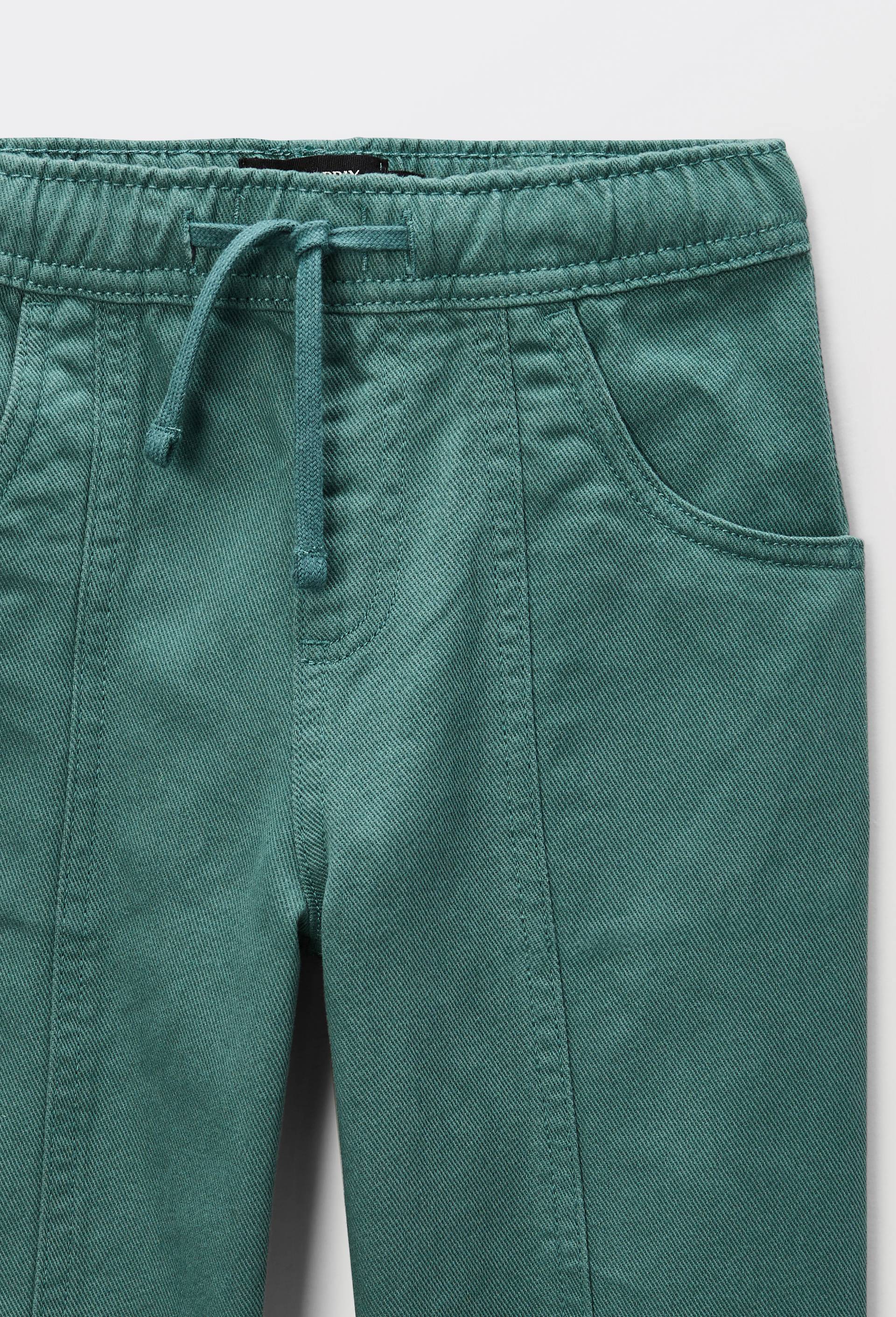 Pantalon avec taille &eacute;lastiqu&eacute;e en coton, Vert fonc&eacute;, large image number 3
