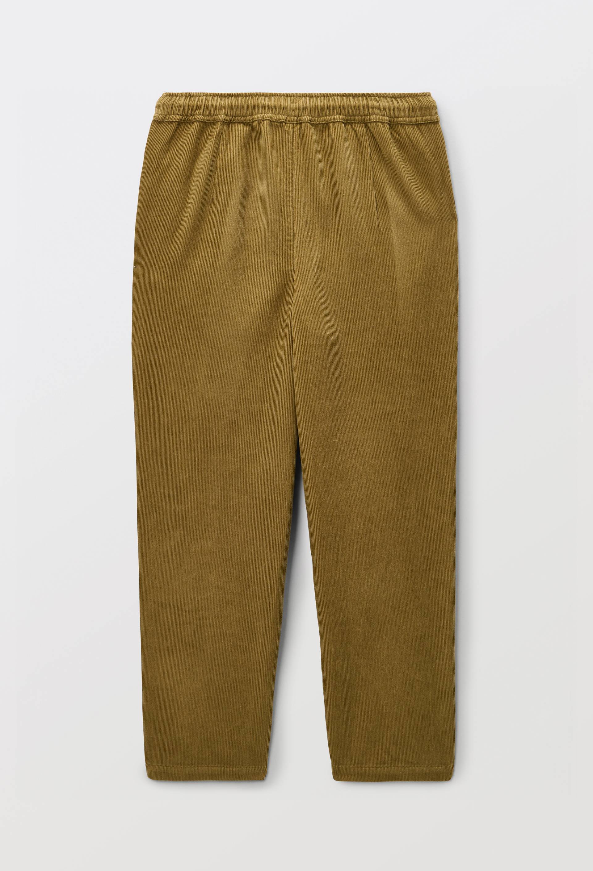 Pantalon taille &eacute;lastiqu&eacute;e uni en coton, Vert fonc&eacute;, large image number 2