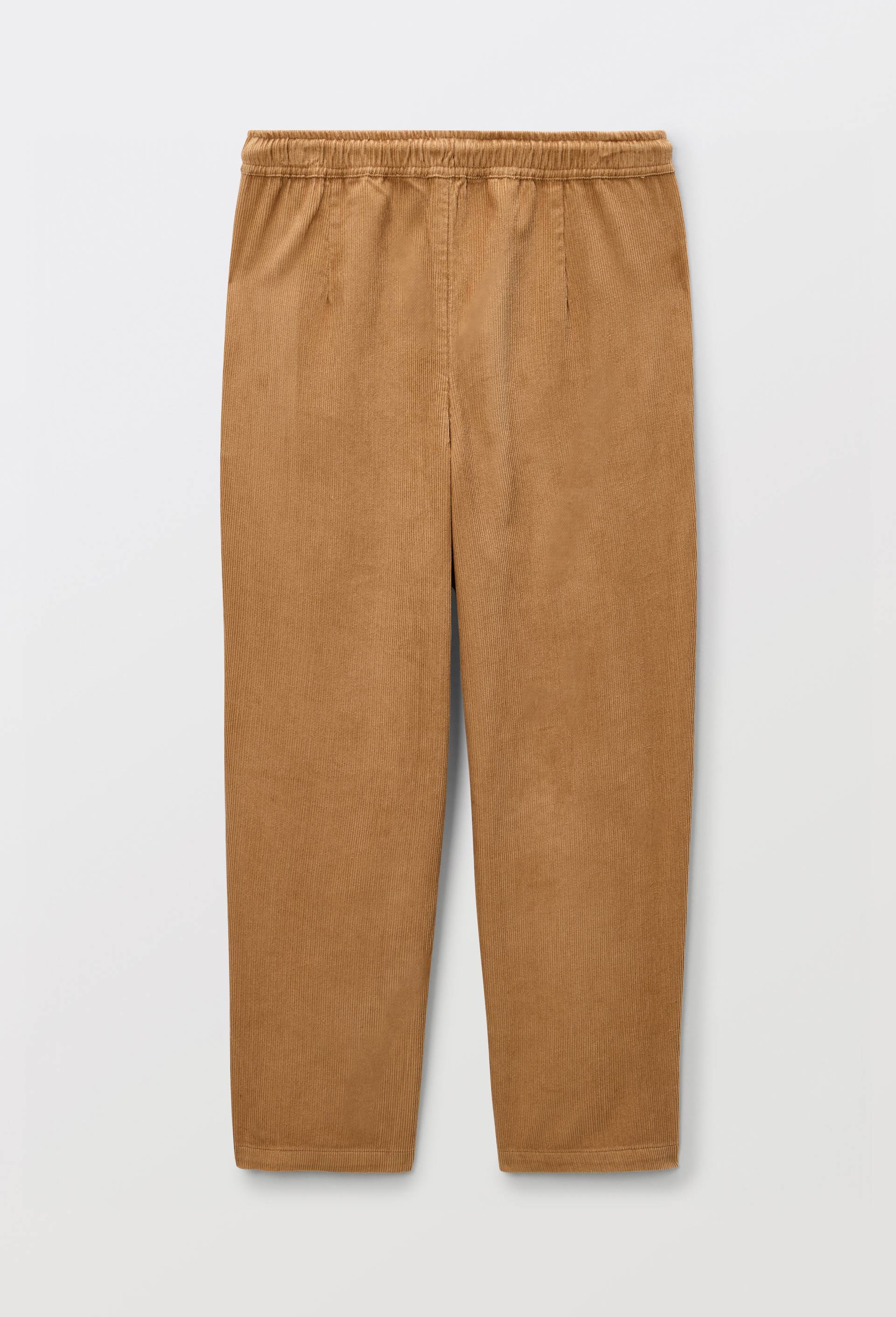 Pantalon taille &eacute;lastiqu&eacute;e uni en coton, Beige, large image number 2