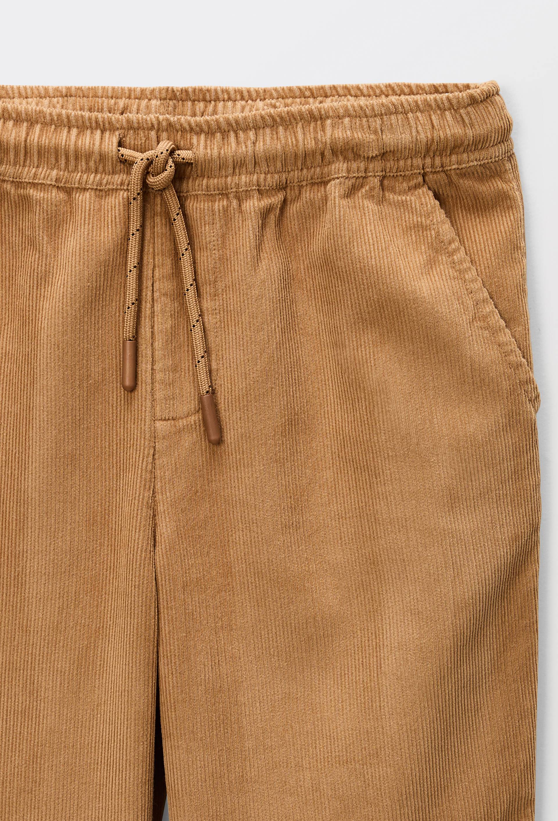 Pantalon taille &eacute;lastiqu&eacute;e uni en coton, Beige, large image number 3.0