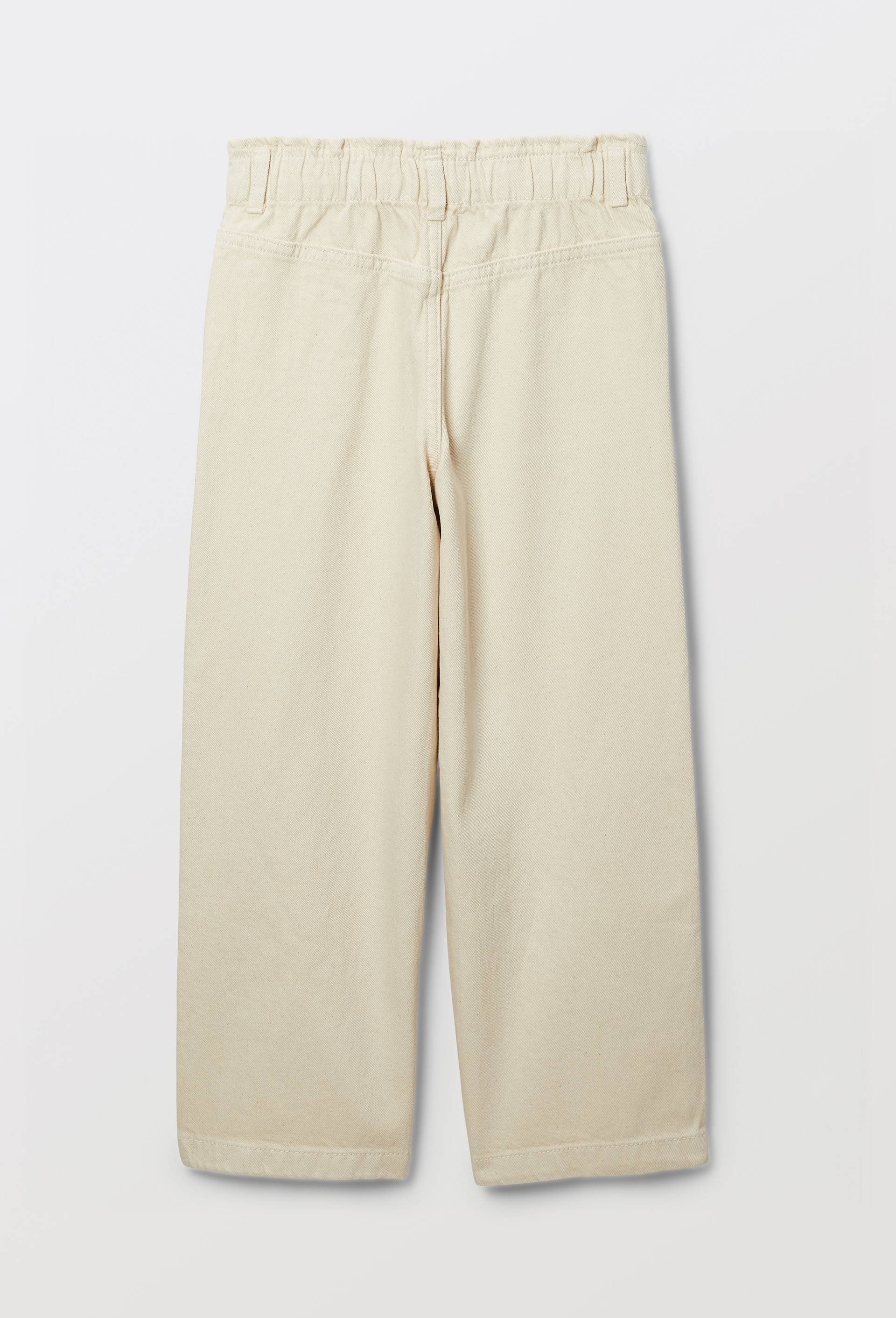 Pantalon twill d&eacute;tails de  broderies en coton, Beige clair, large image number 2