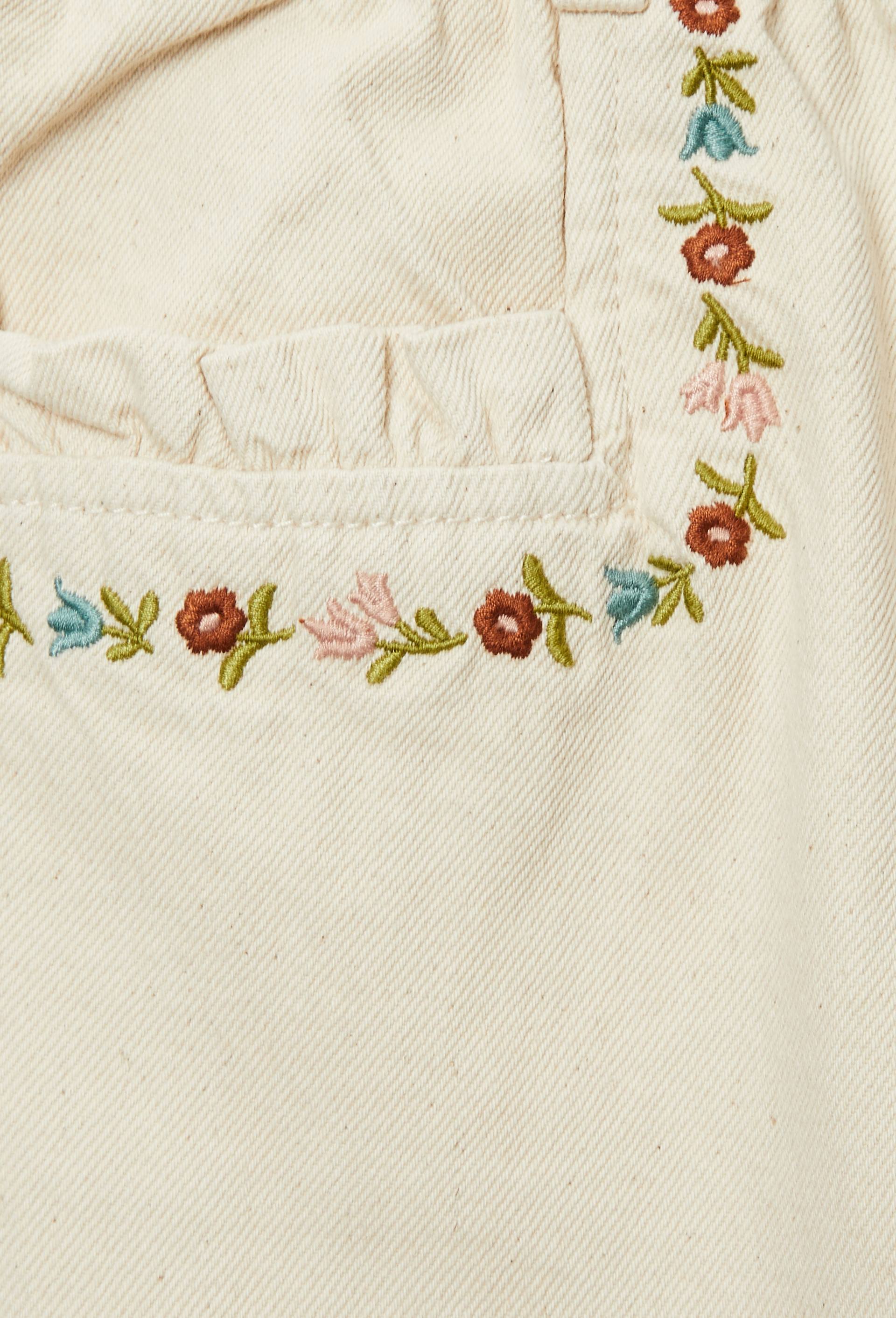 Pantalon twill d&eacute;tails de  broderies en coton, Beige clair, large image number 4