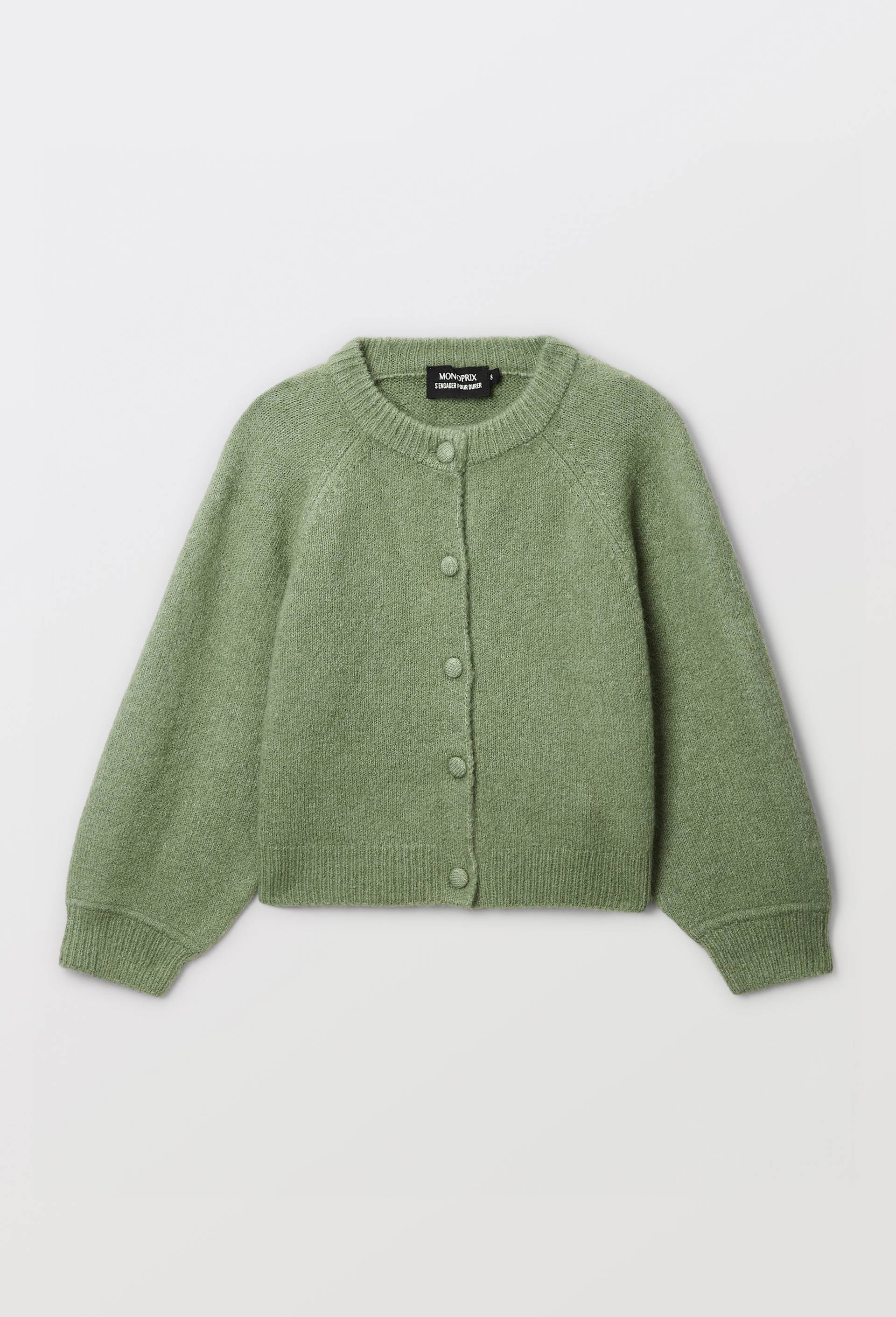 Cardigan uni, Vert, large image number 1