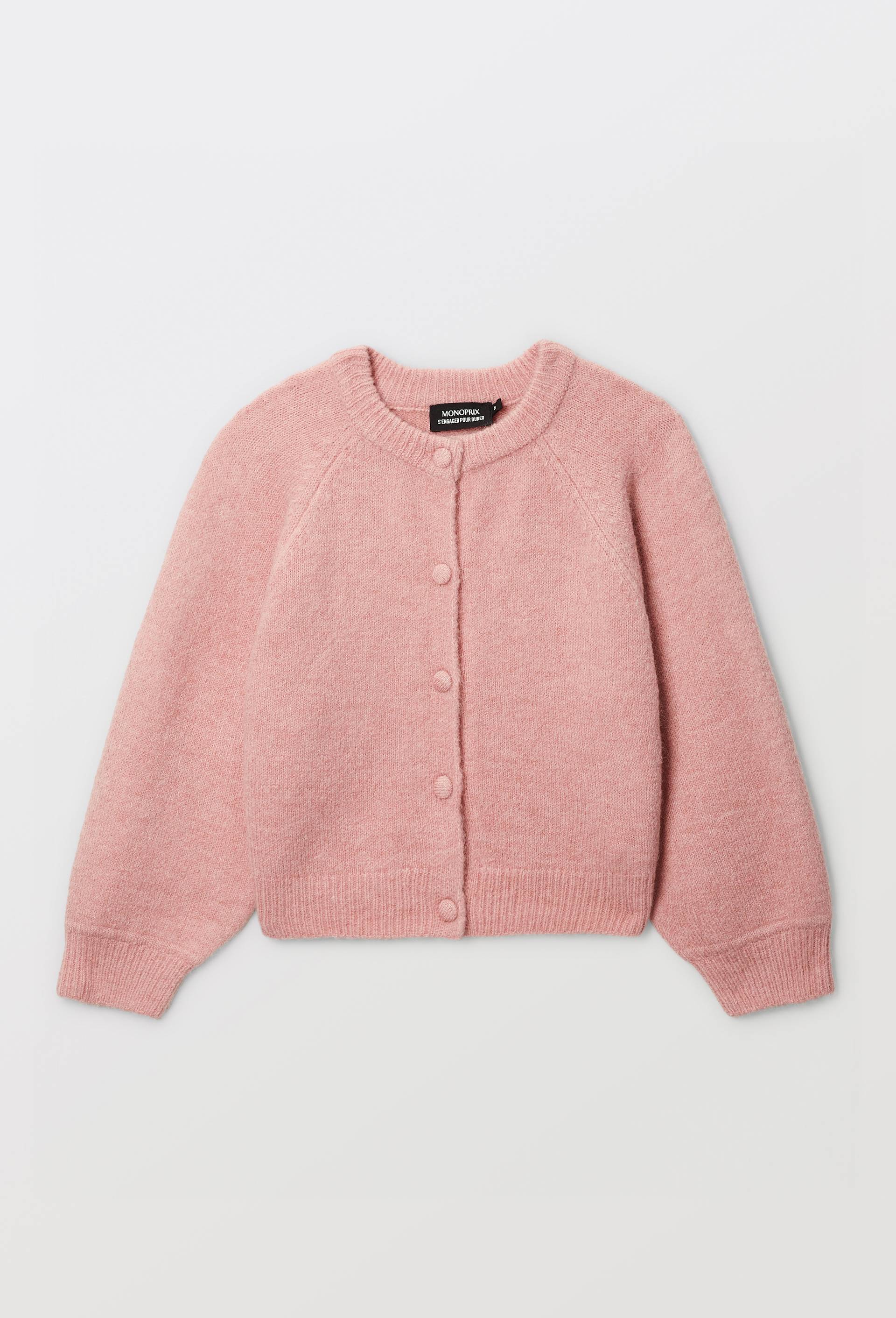 Cardigan uni, Rose, large image number 1.0