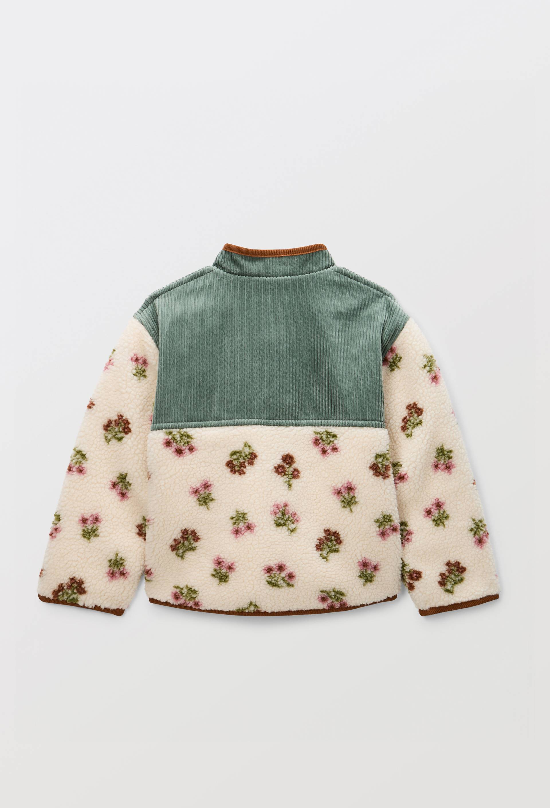Veste en sherpa et velours motifs fleuri, Vert, large image number 2.0