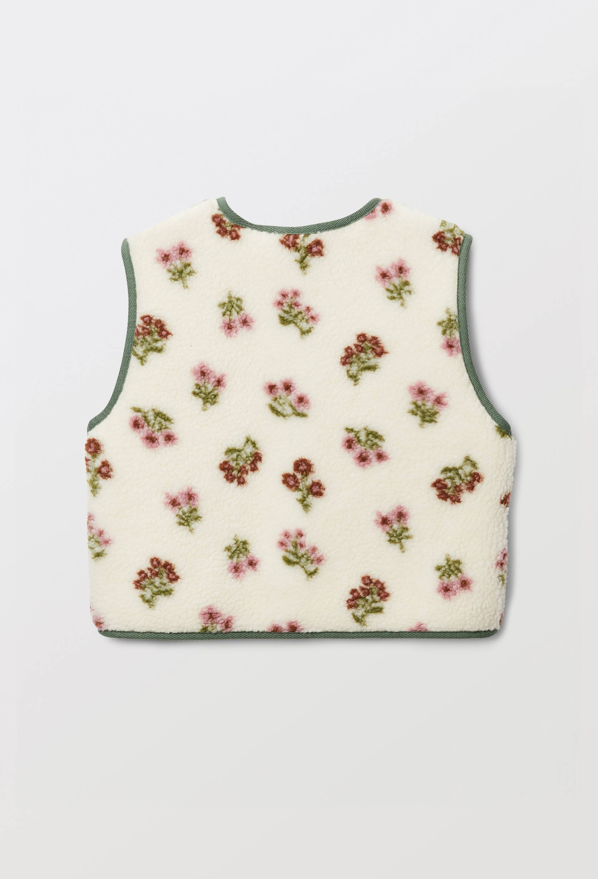 Veste sans manches sherpa motifs fleuris, Vert, large image number 3.0