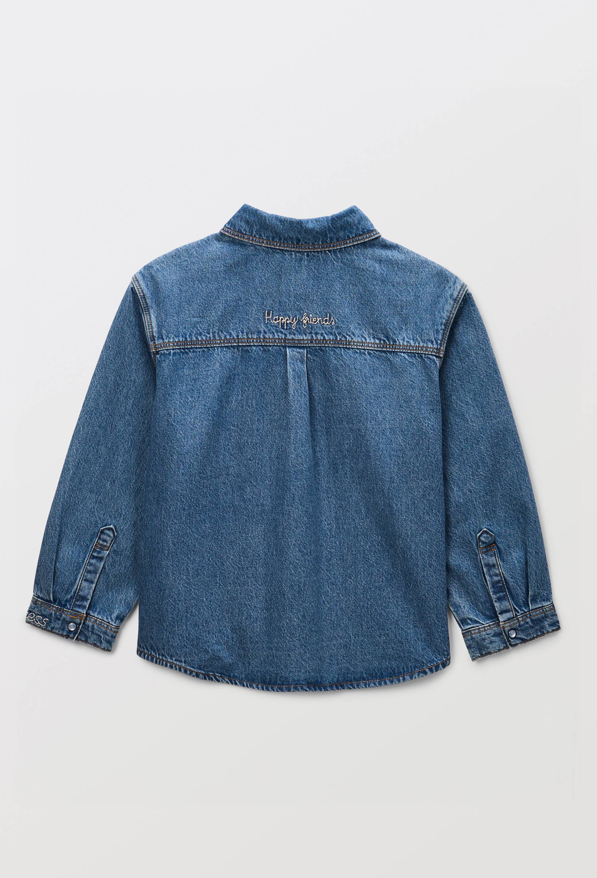 Chemise en jean avec d&eacute;tails de broderies, Bleu, large image number 2