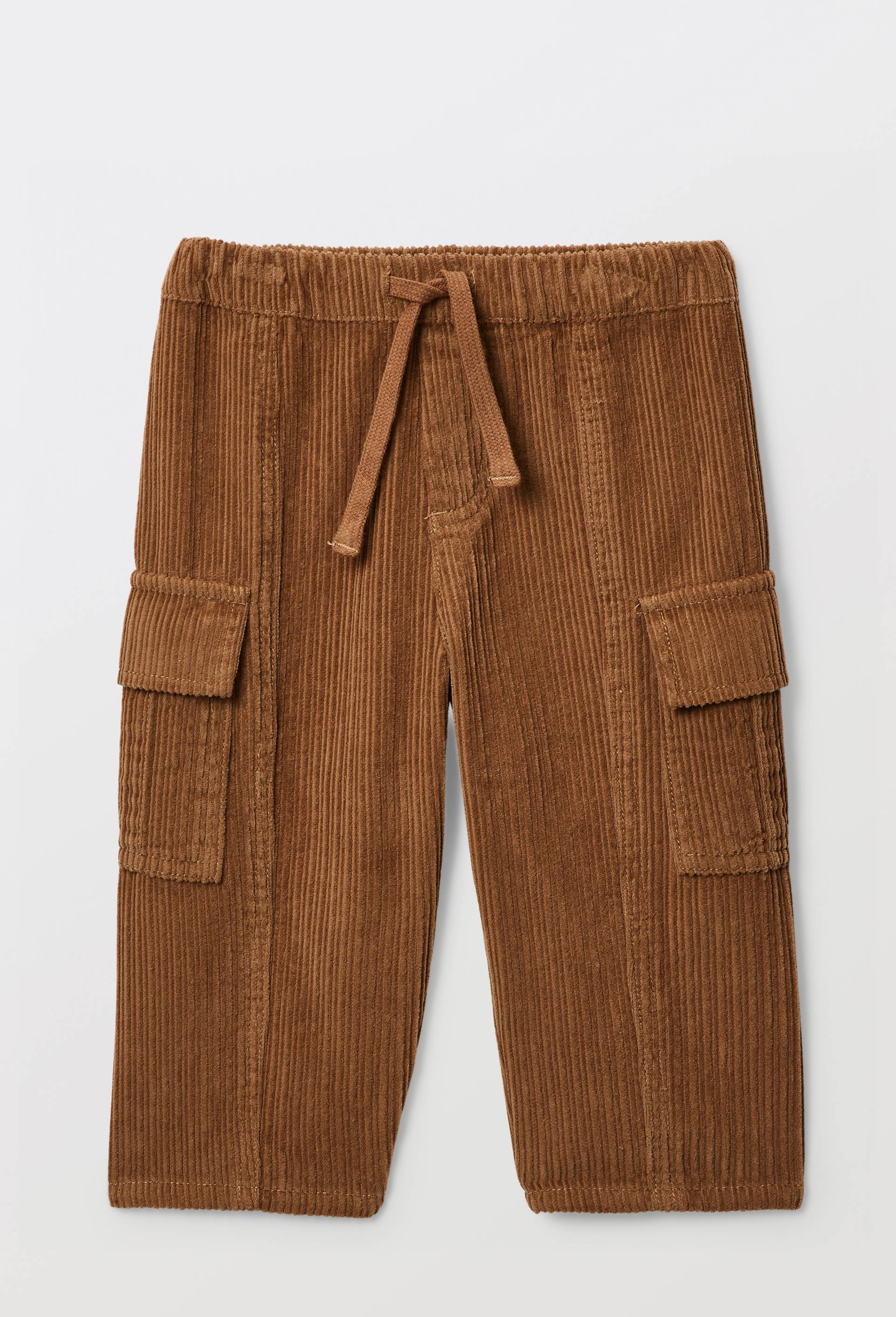 Pantalon taille &eacute;lastique en velours uni en coton BIO GOTS, Brun, large image number 2