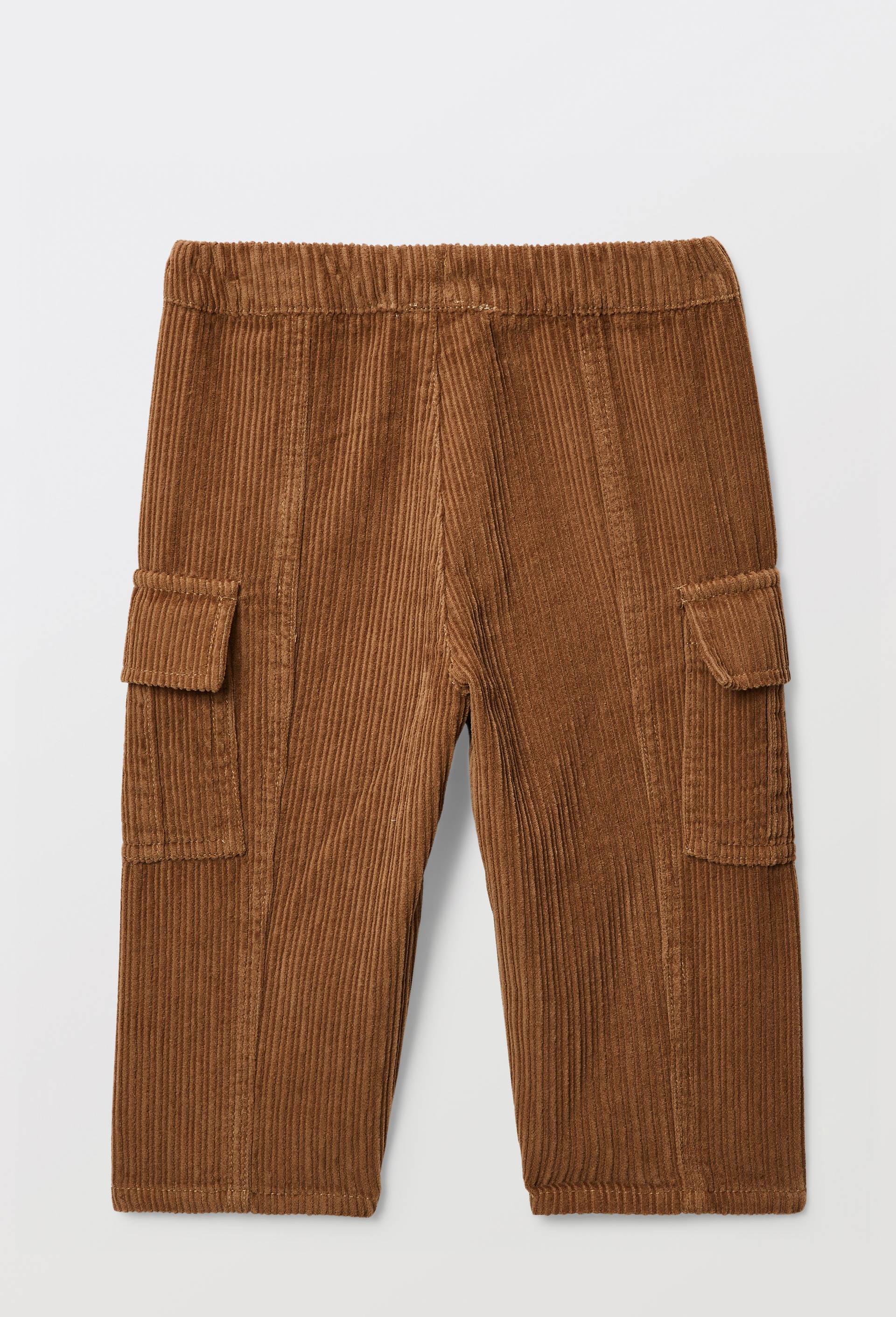 Pantalon taille &eacute;lastique en velours uni en coton BIO GOTS, Brun, large image number 3.0