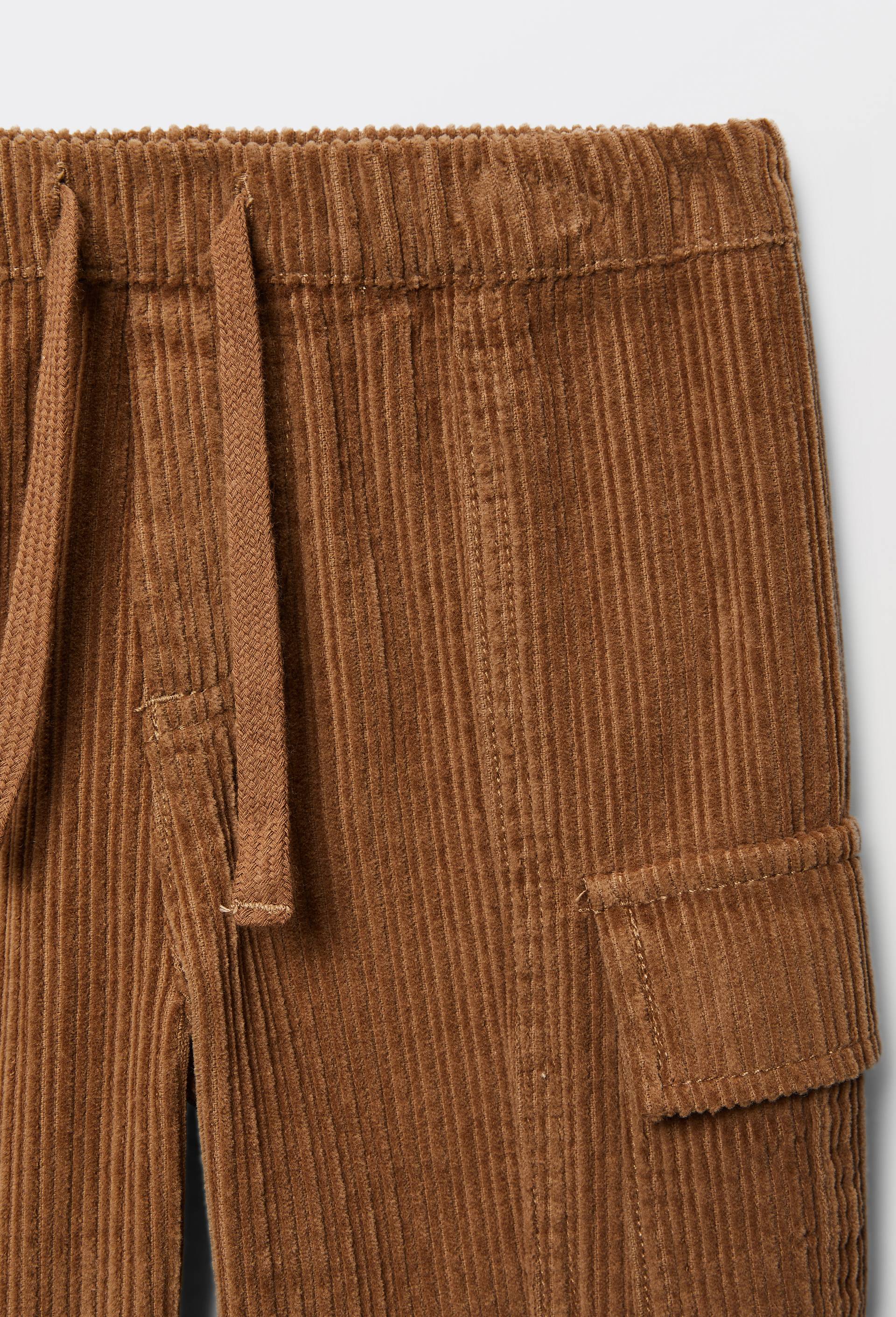 Pantalon taille &eacute;lastique en velours uni en coton BIO GOTS, Brun, large image number 4